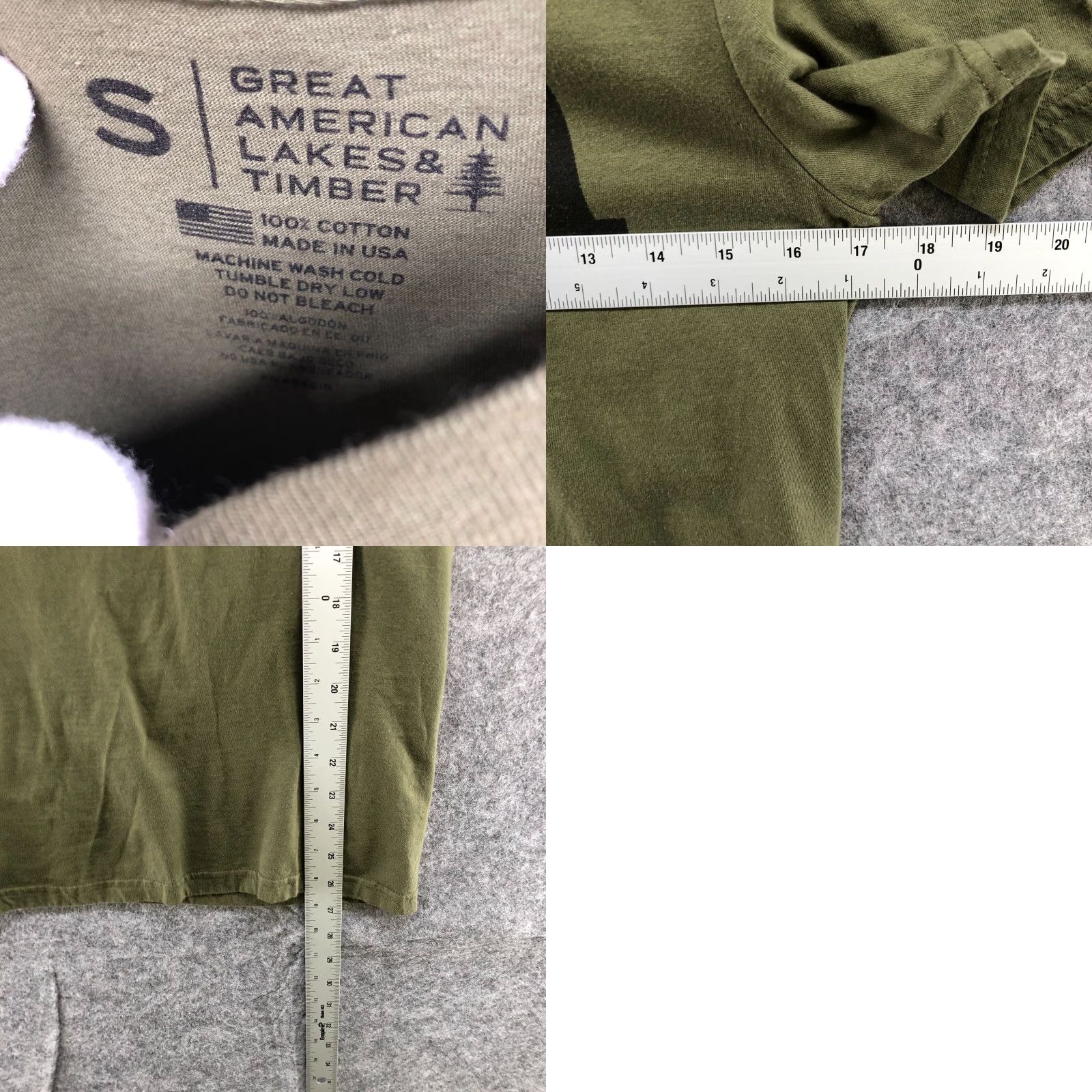 Greats VINTAGE Great American Lakes & Timber Mens T-Shirt USA Graphic Crew Neck Short Sleeve Green S Size US S / EU 44-46 / 1 - 8 Thumbnail