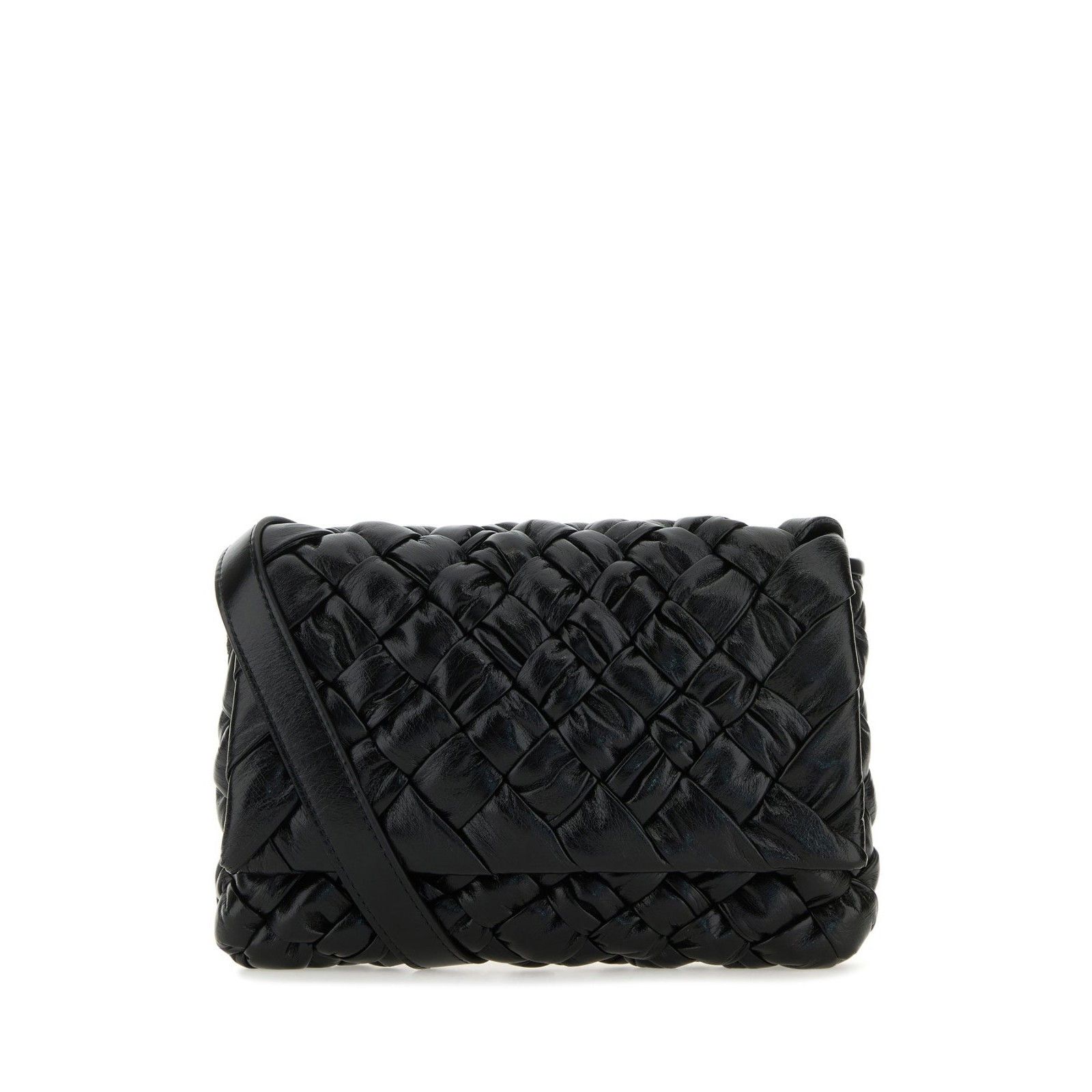 Bottega Veneta Veneto Intrecciato Black Leather Shoulder Bag