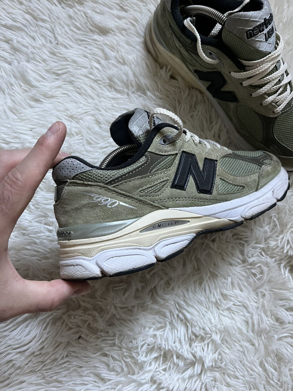 JJJJound × New Balance New Balance x JJJjound 990 v3 olive Size US 8 / EU 41 - 3 Thumbnail