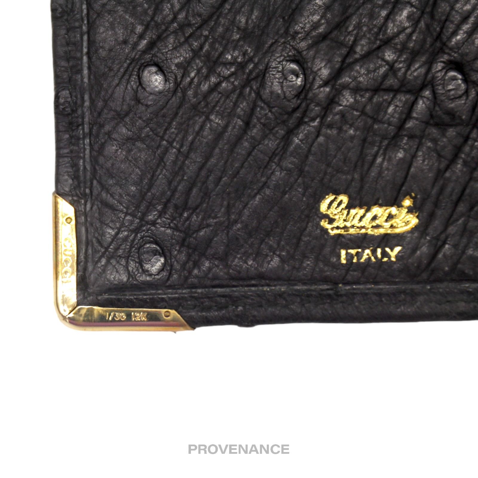 Gucci 🔴 Gucci Long Wallet - Black Ostrich Leather Size ONE SIZE - 7 Thumbnail