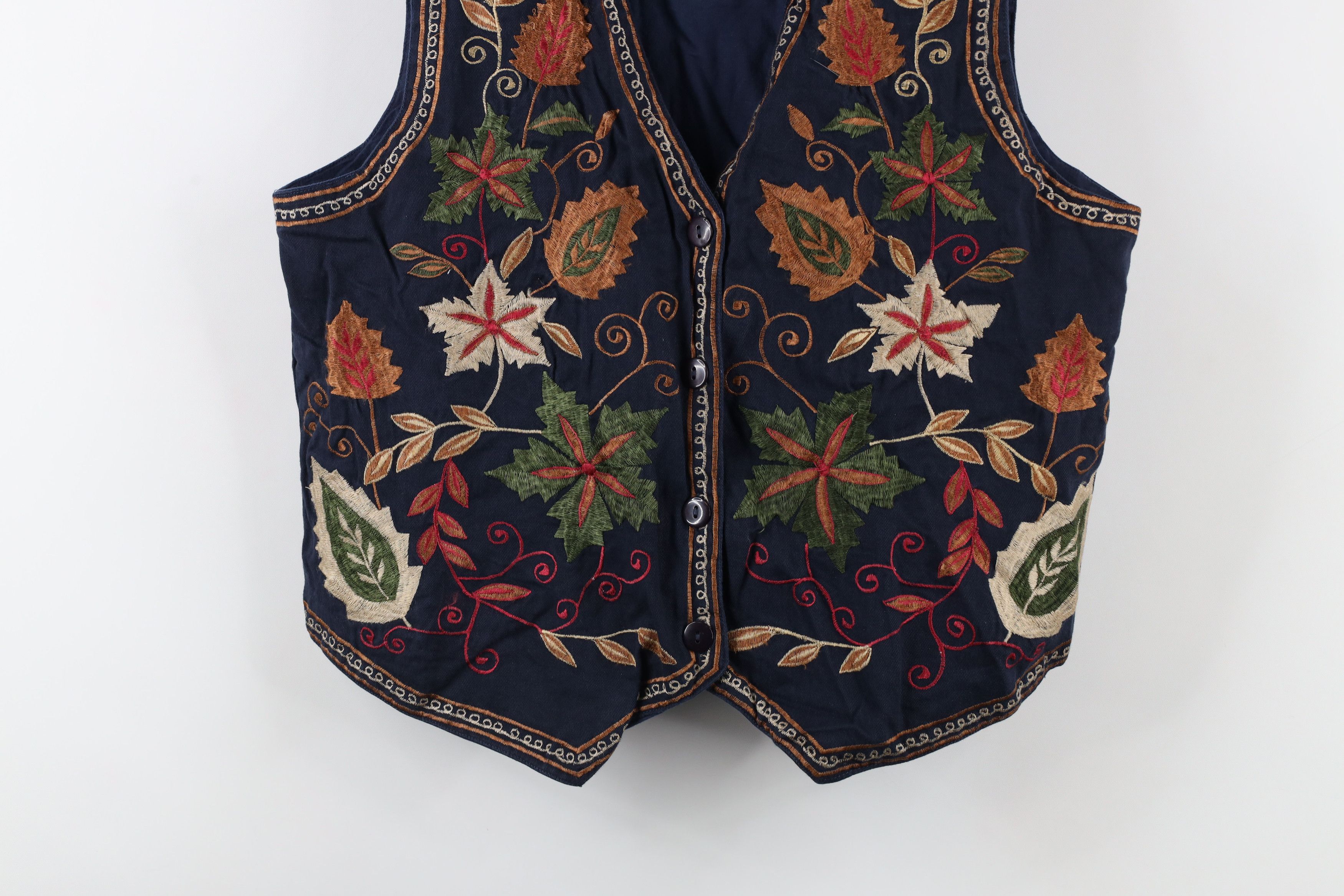 Vintage Vintage 90s Country Primitive Embroidered Flower Vest Jacket Size M / US 6-8 / IT 42-44 - 3 Thumbnail