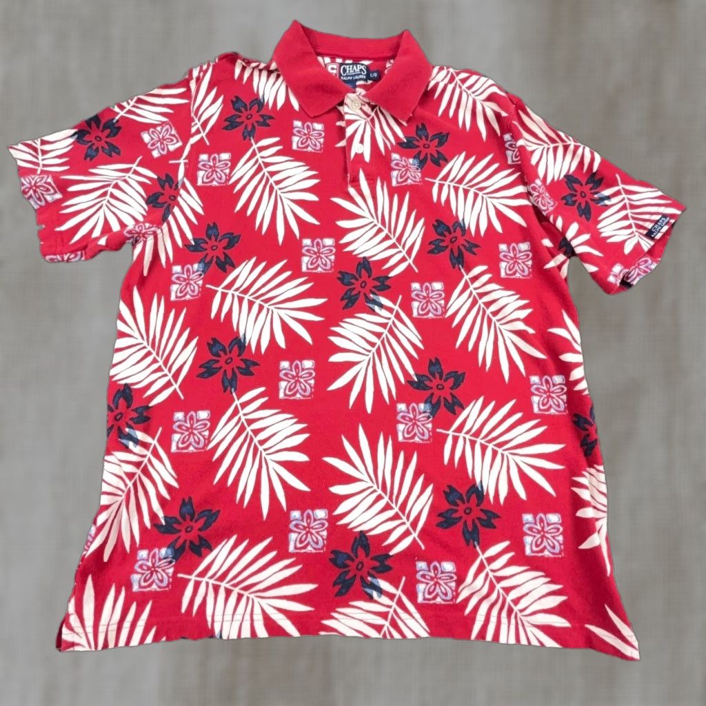 Chaps VINTAGE Chaps Ralph Lauren Polo Shirt Men Large Red Hawaiian Floral Rugby Y2K Shirt Mens Size US L / EU 52-54 / 3 - 1 Thumbnail