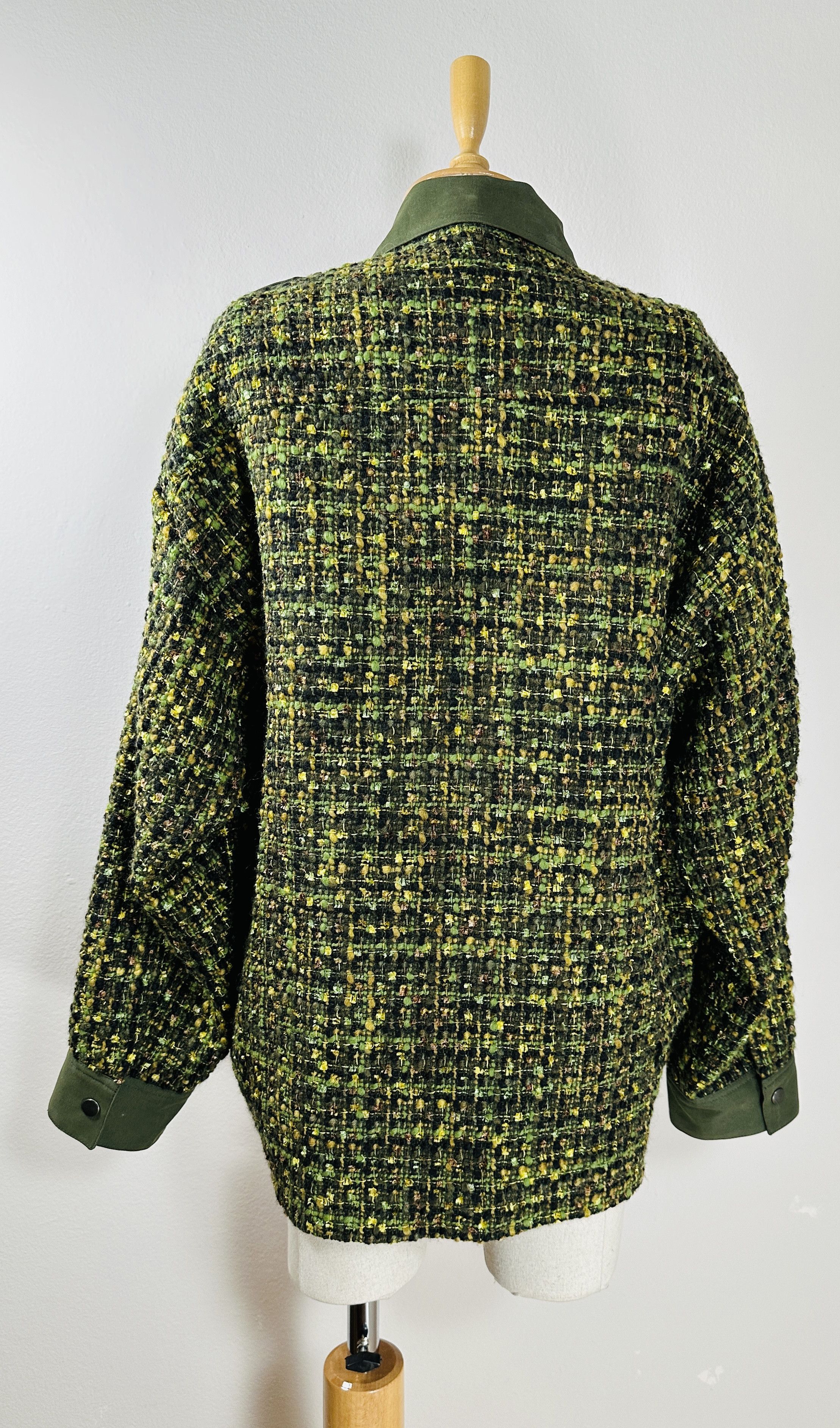 The Kooples Khaki Dual-material Tweed Jacket Size L / US 10 / IT 46 - 5 Thumbnail
