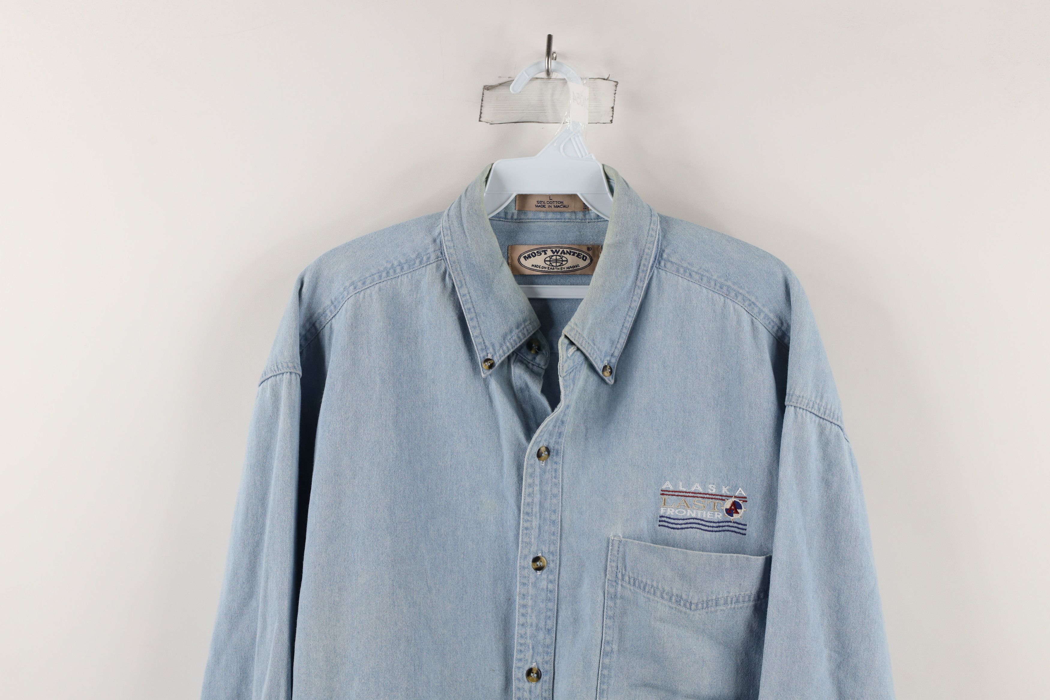 Vintage Vintage 90s Streetwear Last Frontier Denim Button Shirt Size US L / EU 52-54 / 3 - 2 Thumbnail