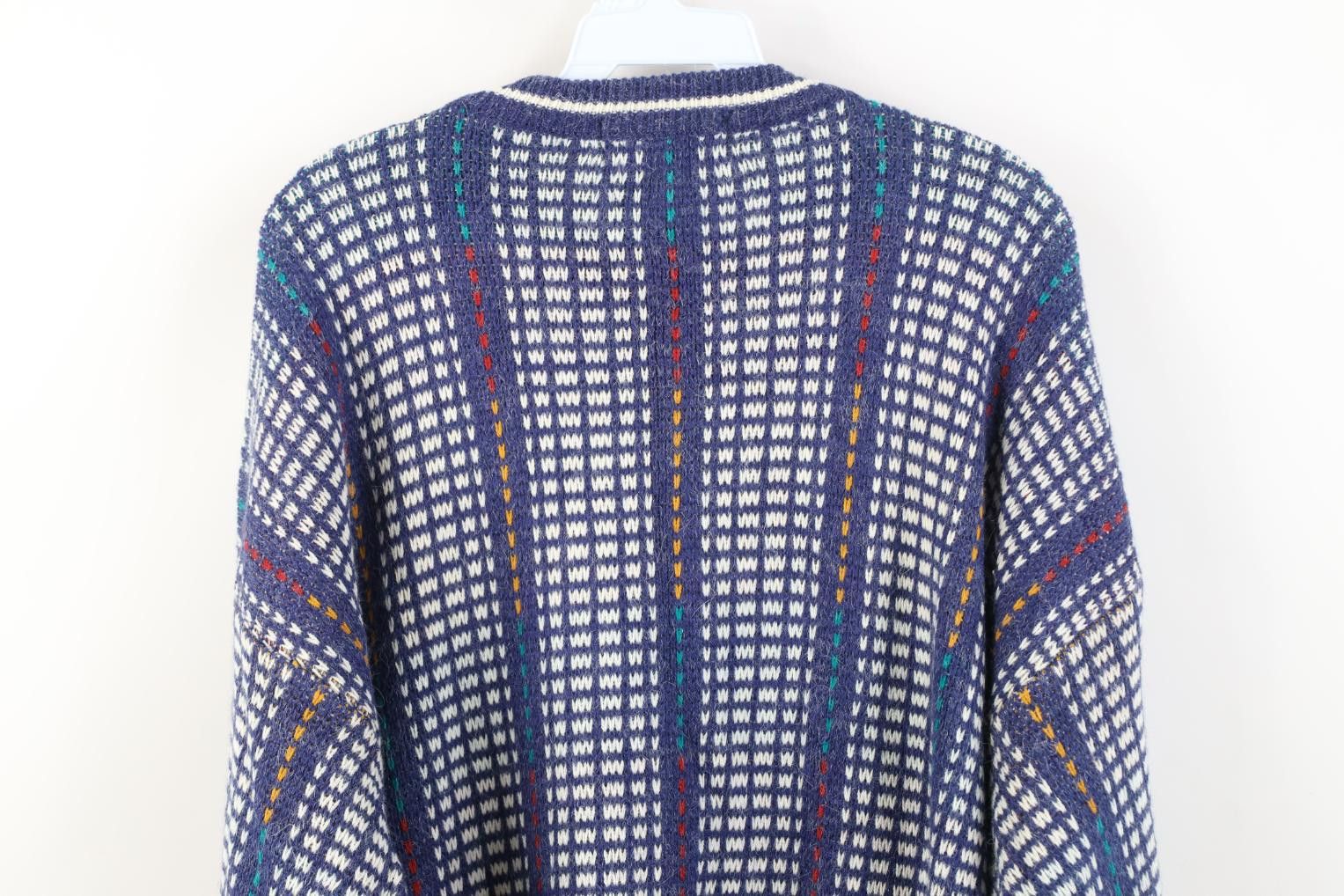 Vintage Vintage 90s Streetwear Geometric Knit Crewneck Sweater Size US XL / EU 56 / 4 - 7 Thumbnail