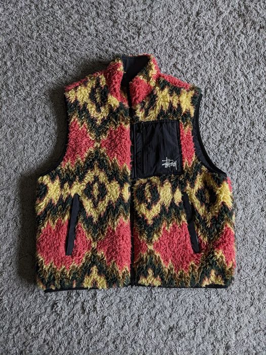 Stussy Fillmore Sherpa Fleece Vest Mustard Size M | Grailed