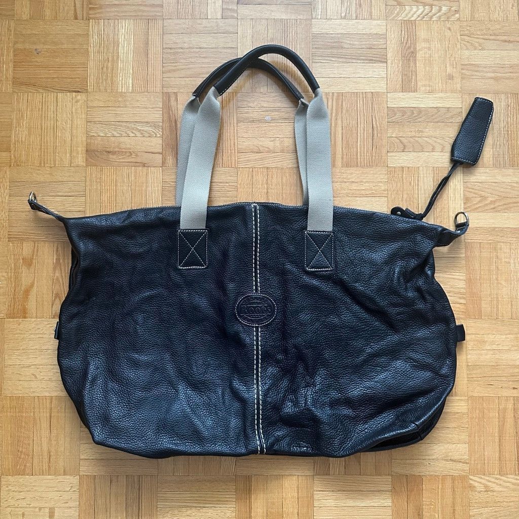 Roots Vintage Roots black tumbled leather duffle weekender bag Size ONE SIZE - 5 Thumbnail