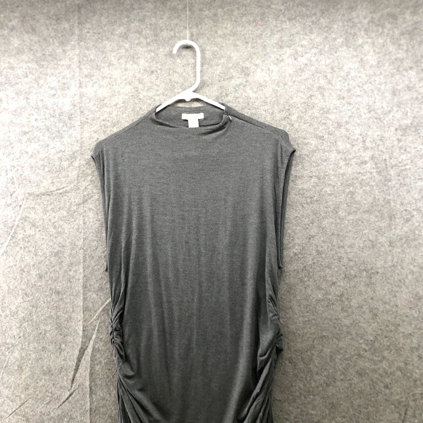 H&M VINTAGE? No — H&M Sleeveless Midi Dress XL Gray Ruched High Neck Drapey Jersey Knit Dress Men? Size XL / US 12-14 / IT 48-50 - 3 Thumbnail