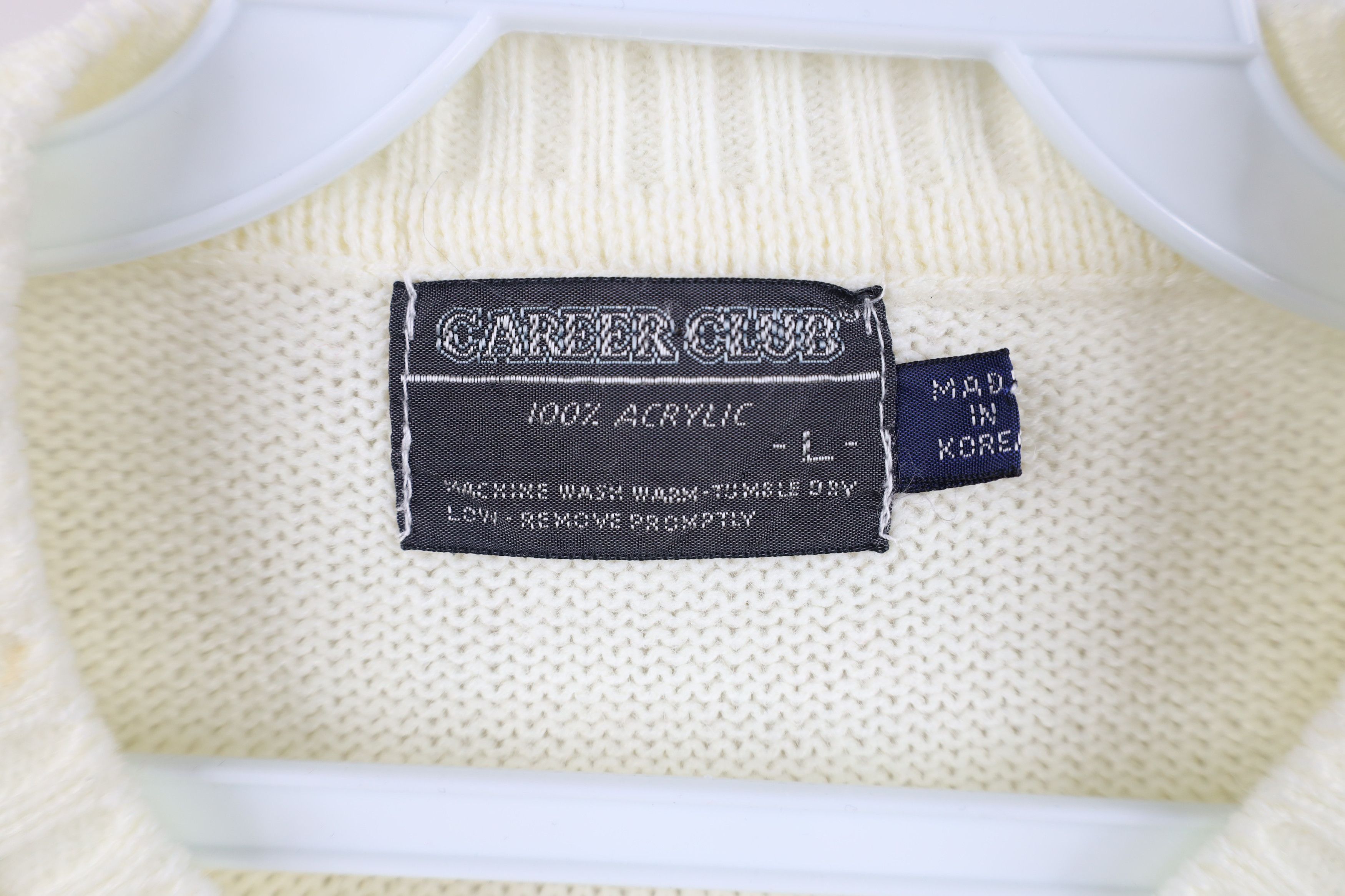 Vintage Vintage 70s Streetwear Cable Knit Crewneck Sweater Cream Size L / US 10 / IT 46 - 5 Thumbnail