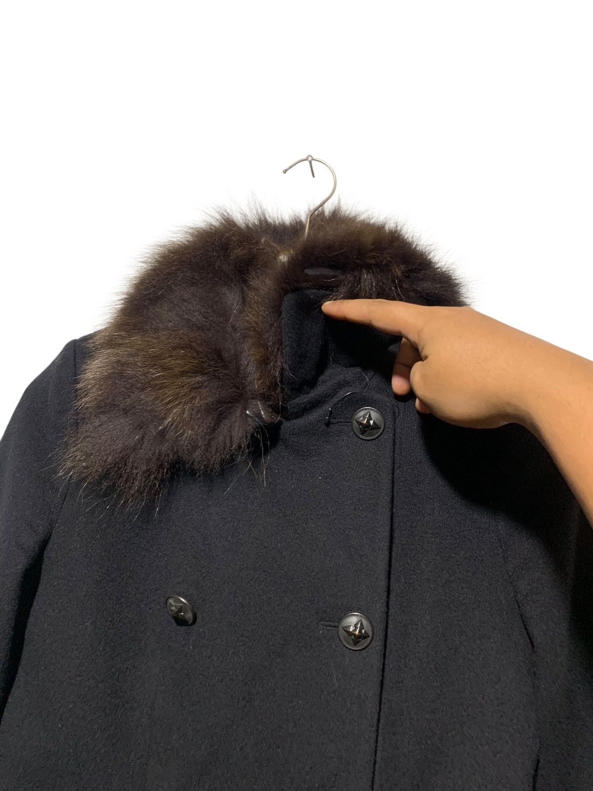 Beauty Beast Olive desOlive fox fur collar doublebreast wool rider jacket Size XS / US 0-2 / IT 36-38 - 4 Thumbnail