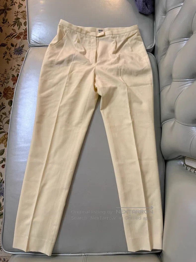 Hermes Hermes Off-white women's trousers, 100% linen, lining 100% Size 25" / US 0 / IT 36 - 1 Thumbnail