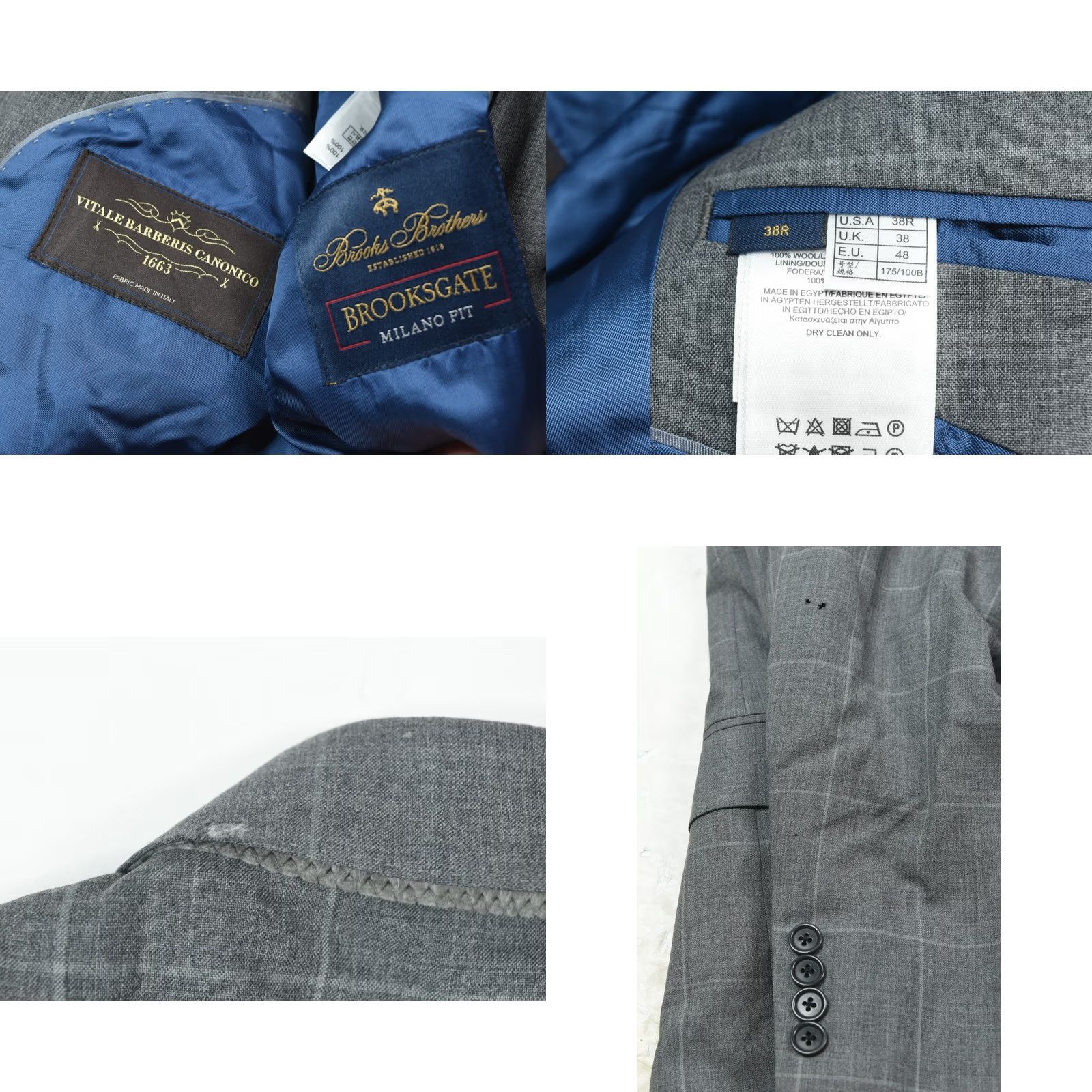 Brooks Brothers Brooks Brothers Blazer Mens 38R Gray Plaid Wool Slim 2-Button Notch Lapel Single-Breasted Regular Jacket Coat Spring Fall Winter Vintage: No Size 38R - 9 Thumbnail