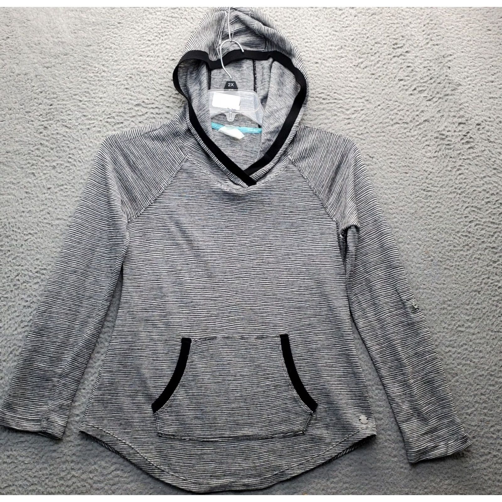 Calvin Klein Calvin Klein Performance Hoodie Womens XS Multicolor Striped Pullover Roll Tab Sleeve | Hooded Breathable Activewear Winter Fall XS Womens Size XS / US 0-2 / IT 36-38 - 2 Thumbnail
