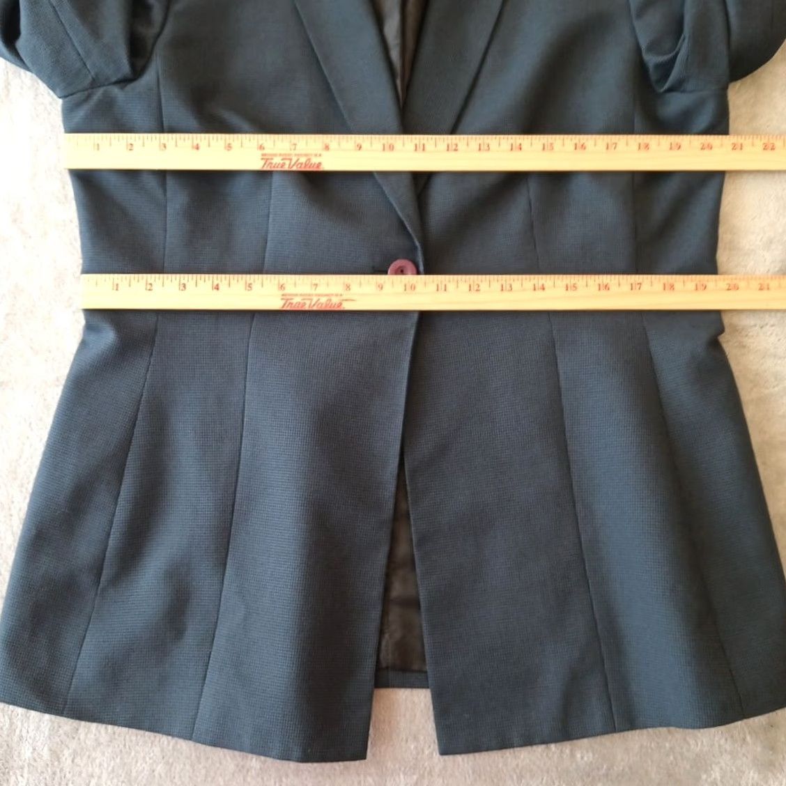 Vintage Le Suit Blazer Womens Size 14 Blue Houndstooth One Button Polyester Blend Lined Jacket - Single-Breasted Mens? Size XL / US 12-14 / IT 48-50 - 6 Thumbnail
