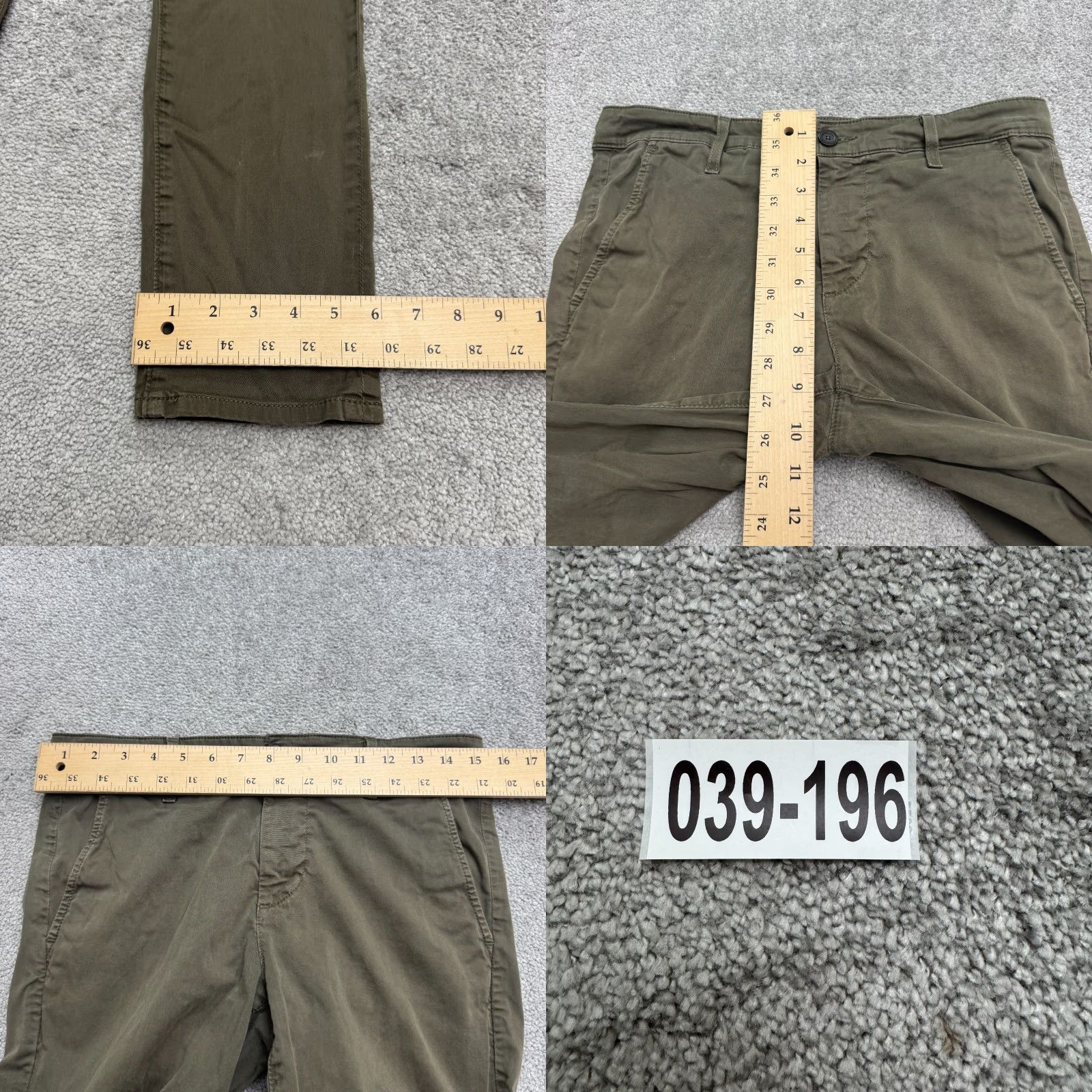 Vintage AG Adriano Goldschmied Jamison Sueded Chino Pants Mens 30R Green Straight Leg Size 30" / US 8 / IT 44 - 10 Thumbnail