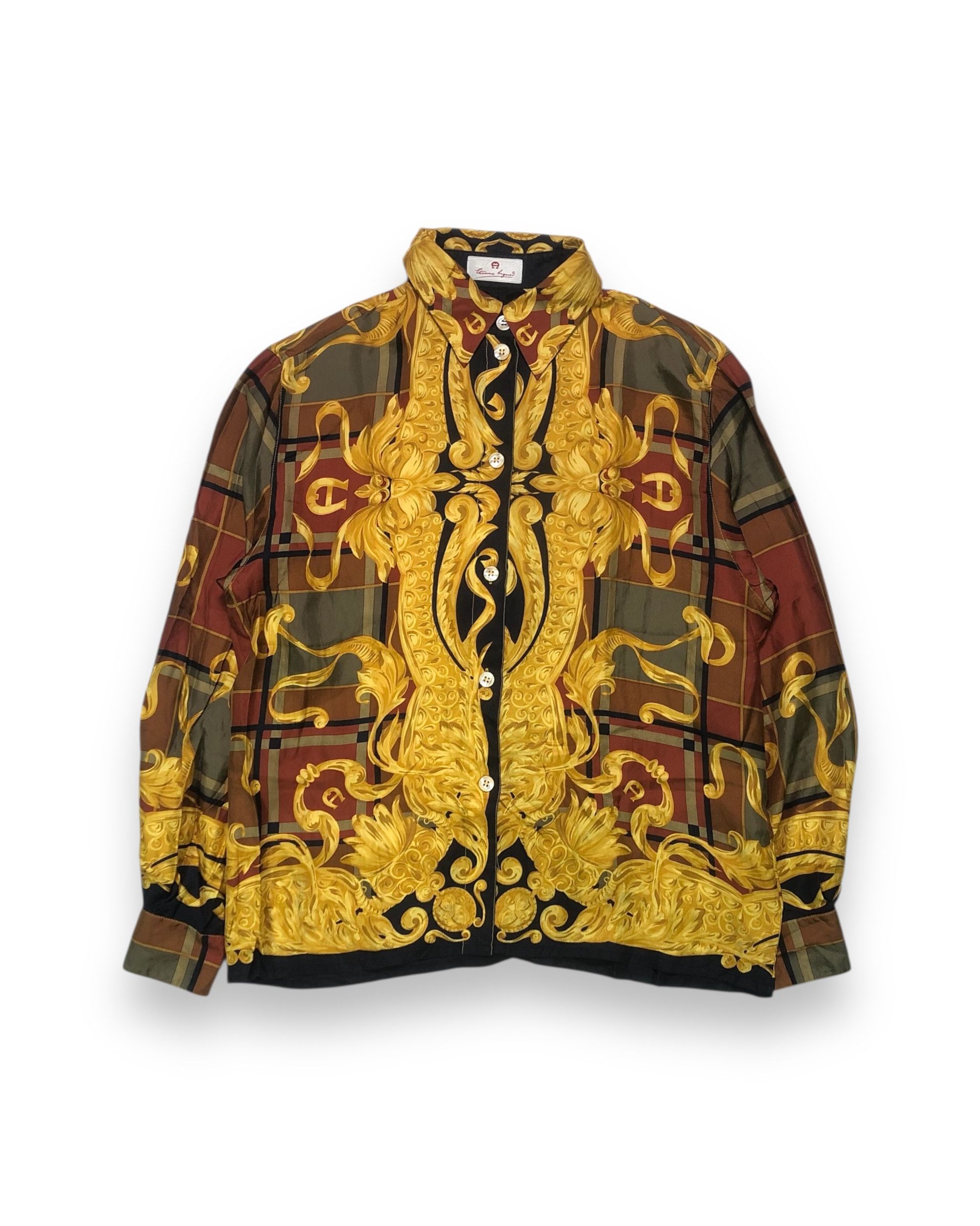 Etienne Aigner 80s Etienne Aigner Silk Goldie Baroque Prints. Size S / US 4 / IT 40 - 1 Thumbnail