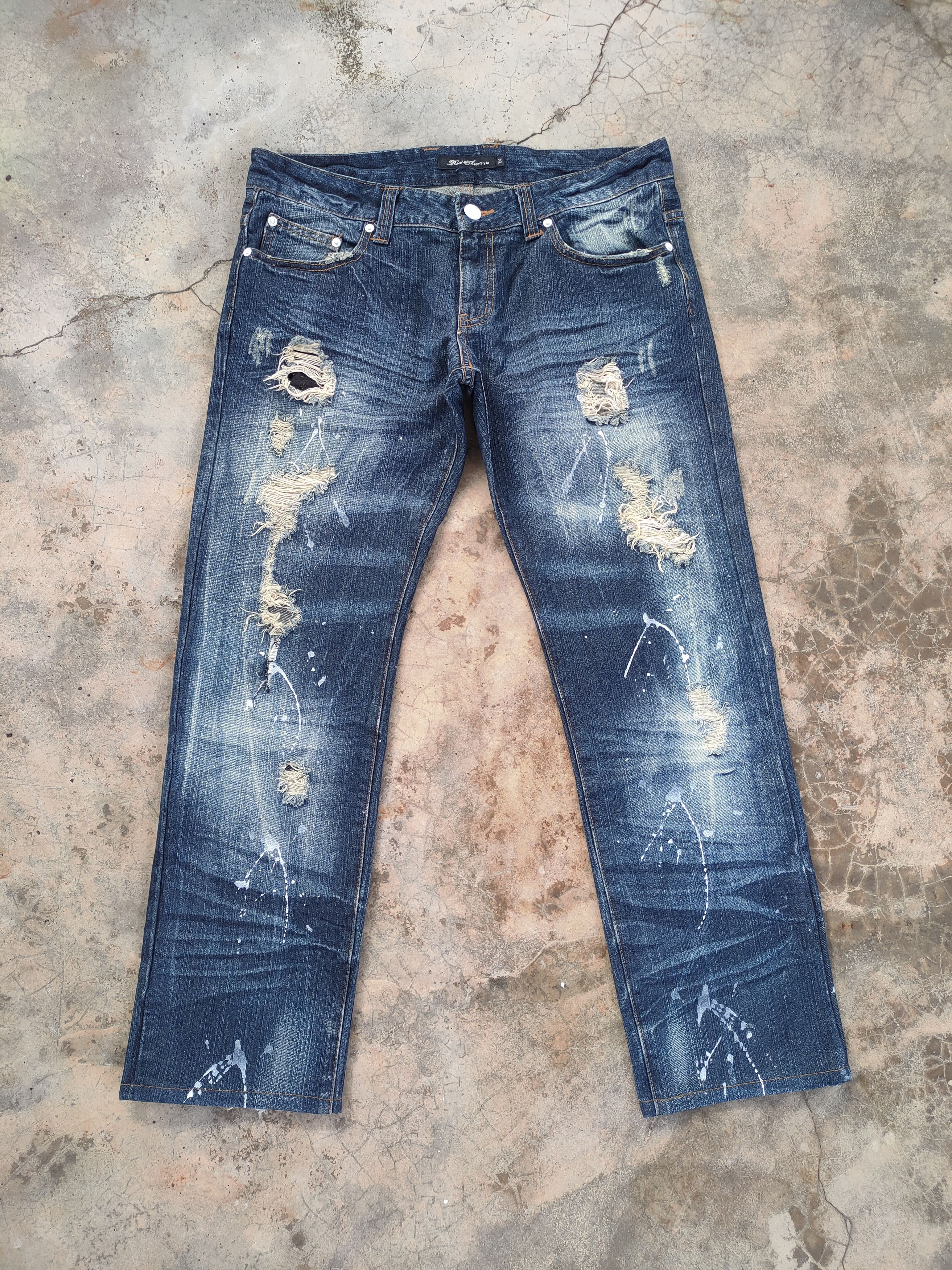 Roots W35 VINTAGE ROOT THREE PAINTER DISTRESSED DENIM JEAN PANTS Size US 35 - 1 Thumbnail