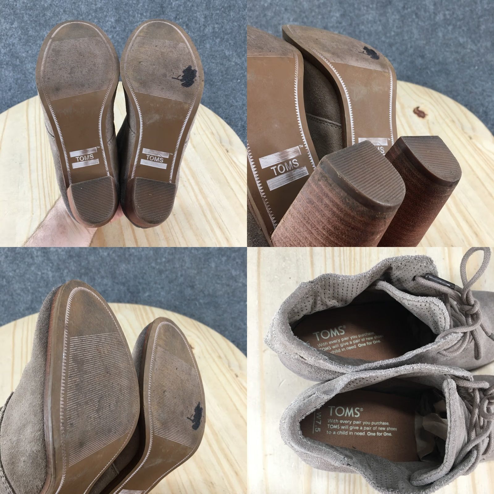 Toms Toms Boots Womens 7.5 Lunata Ankle Bootie Taupe Lace Up Round Toe Block Heels Boots Size US 8 / IT 38 - 9 Thumbnail