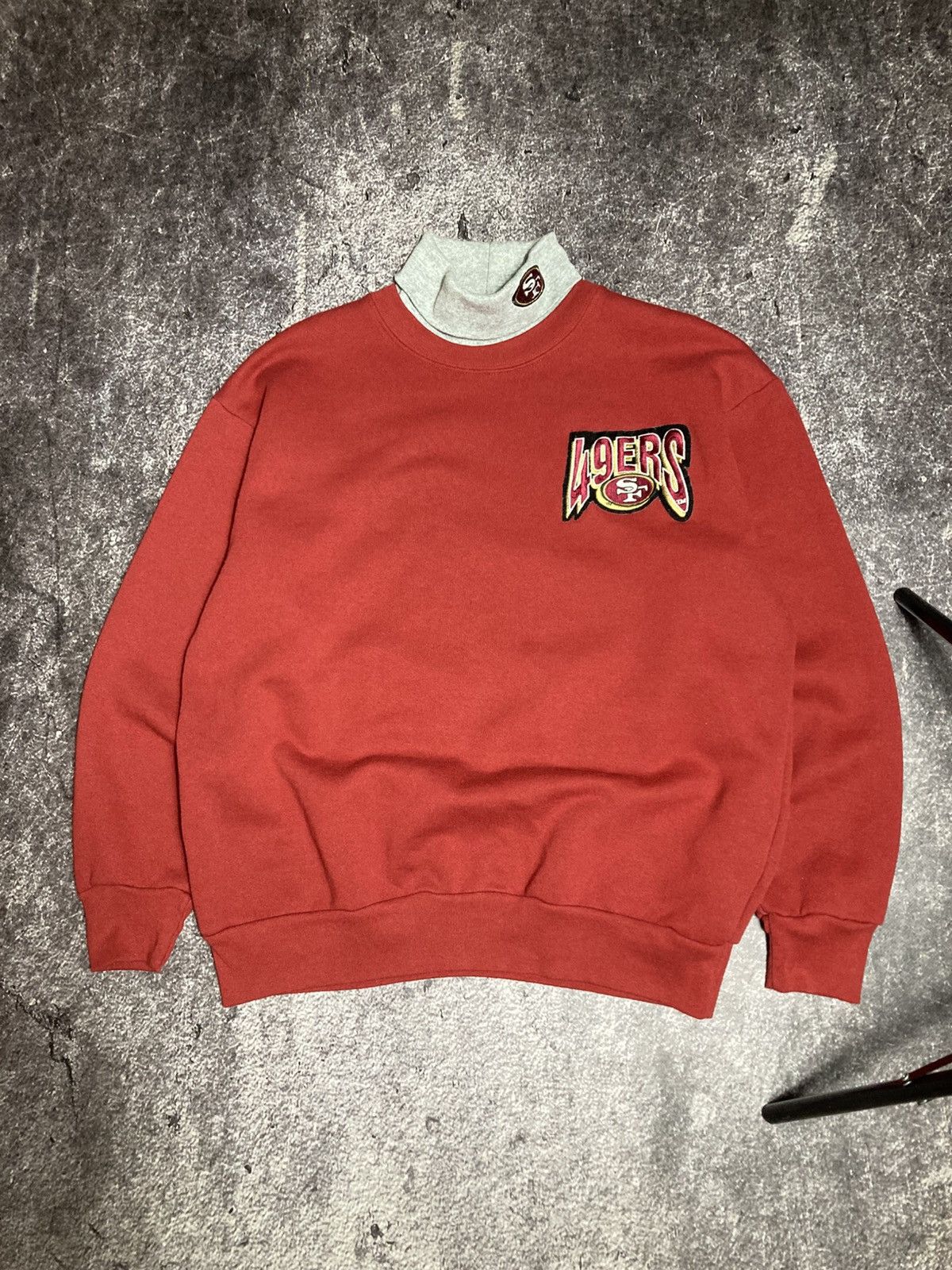 Majestic Vintage Majestic SF 49ers NFL Mock Pullover Sweatshirt USA Size US L / EU 52-54 / 3 - 1 Thumbnail