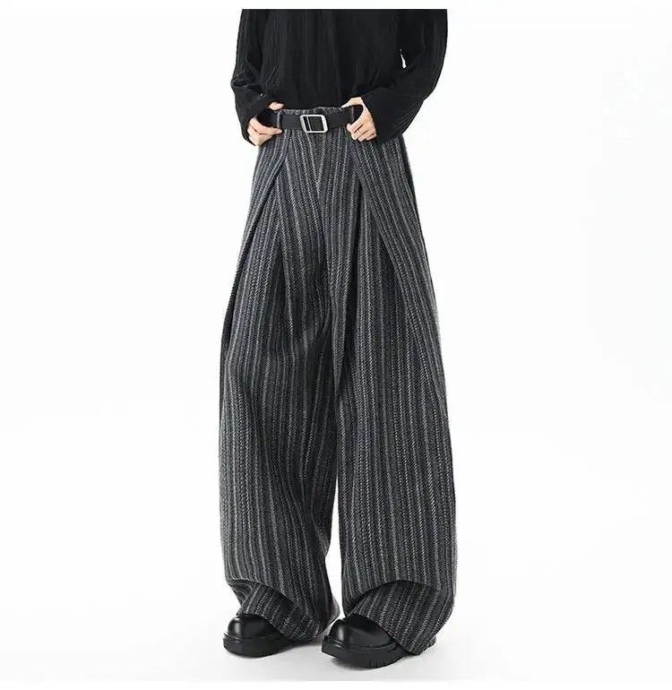 Japanese Brand Trousers Striped Woolen Pleated Wide Leg Pants Size US 30 / EU 46 - 1 Thumbnail