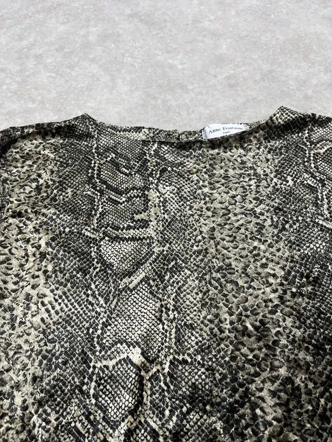 Vintage 2000s Anne Fontaine Grey Snakeskin Effect Longsleeves Size US XS / EU 42 / 0 - 8 Thumbnail