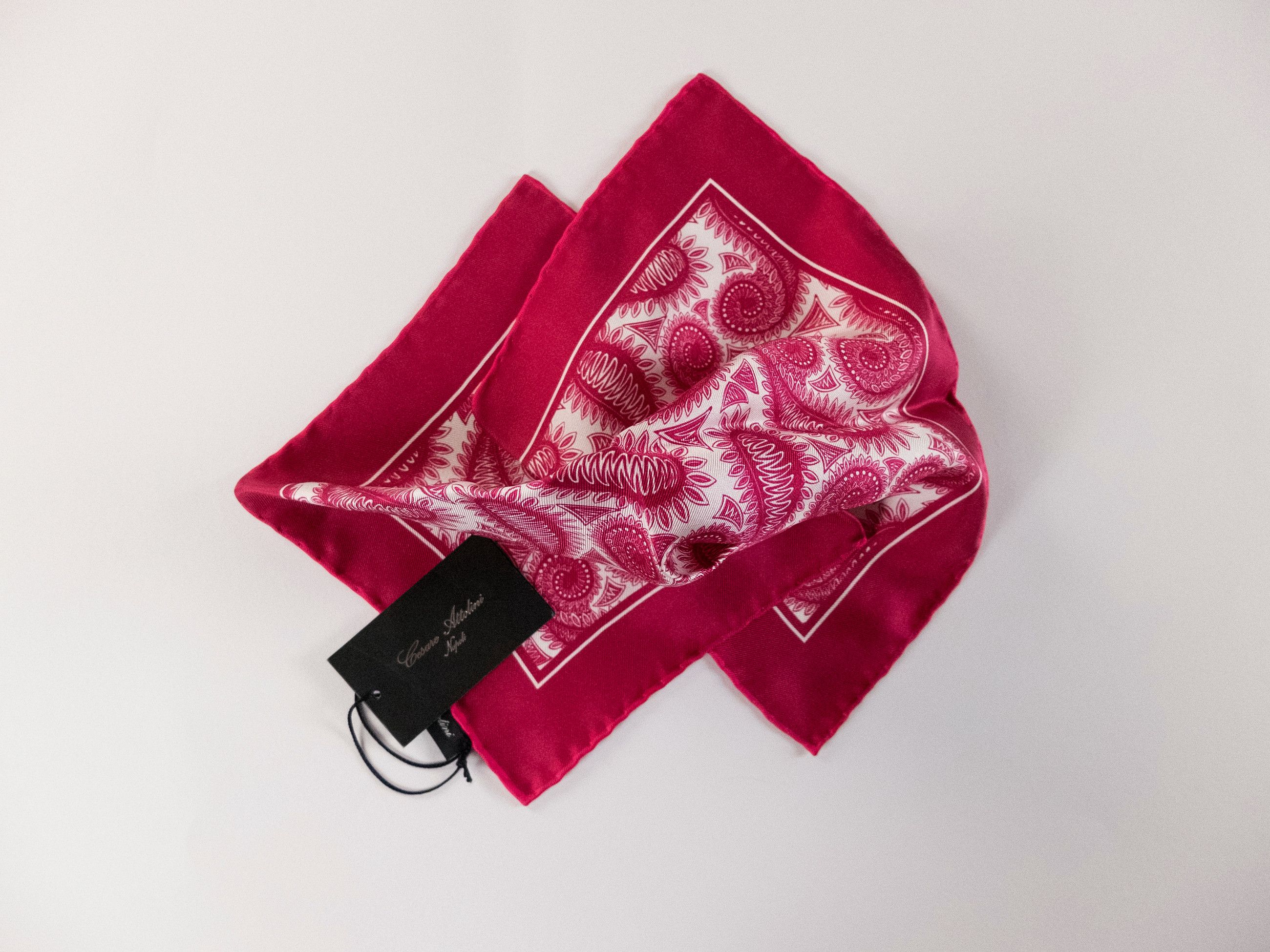 Cesare Attolini CESARE ATTOLINI pink paisley print silk pocket square q Size ONE SIZE - 4 Thumbnail
