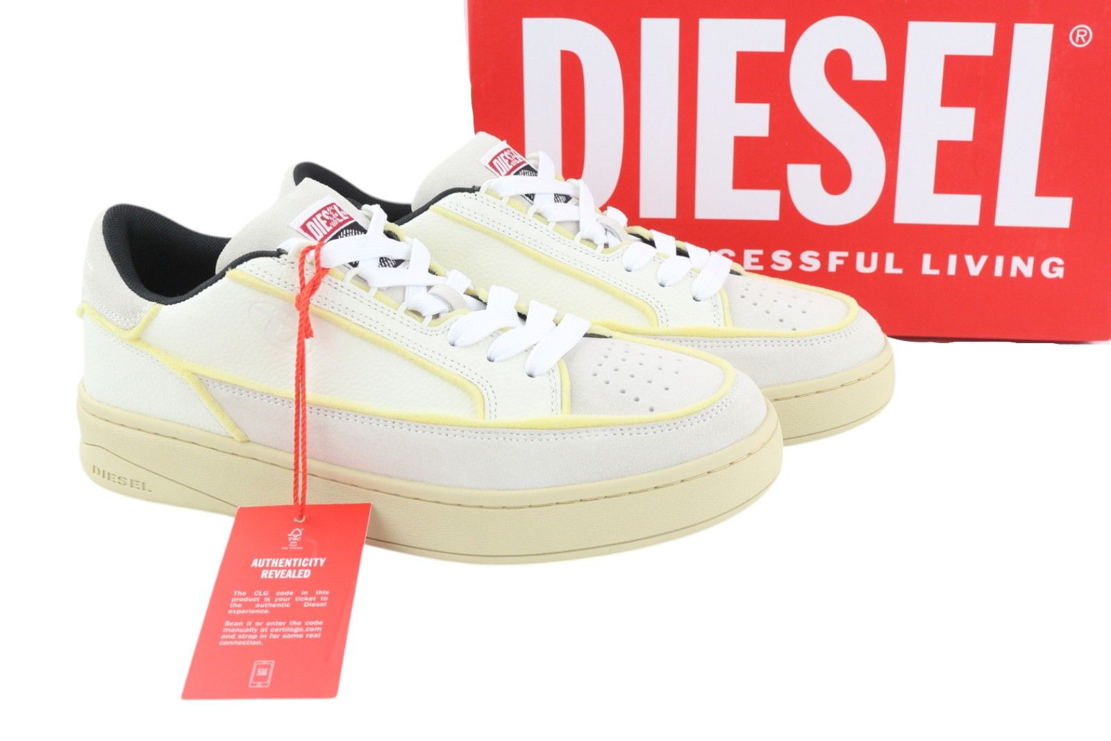 Diesel S-SINNA LOW EU44 White Leather Low Top 41100 Size US 11 / EU 44 - 1 Thumbnail