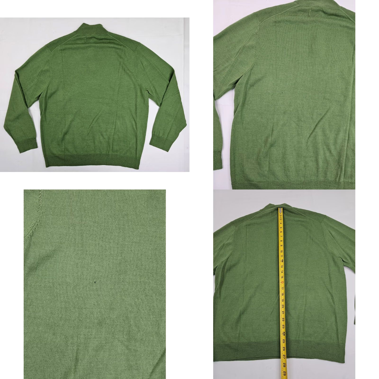 Club Room Club Room Italian Spun Yard Merino Wool Blend 1/4 Zip Sweater Men L Green Size US L / EU 52-54 / 3 - 8 Thumbnail