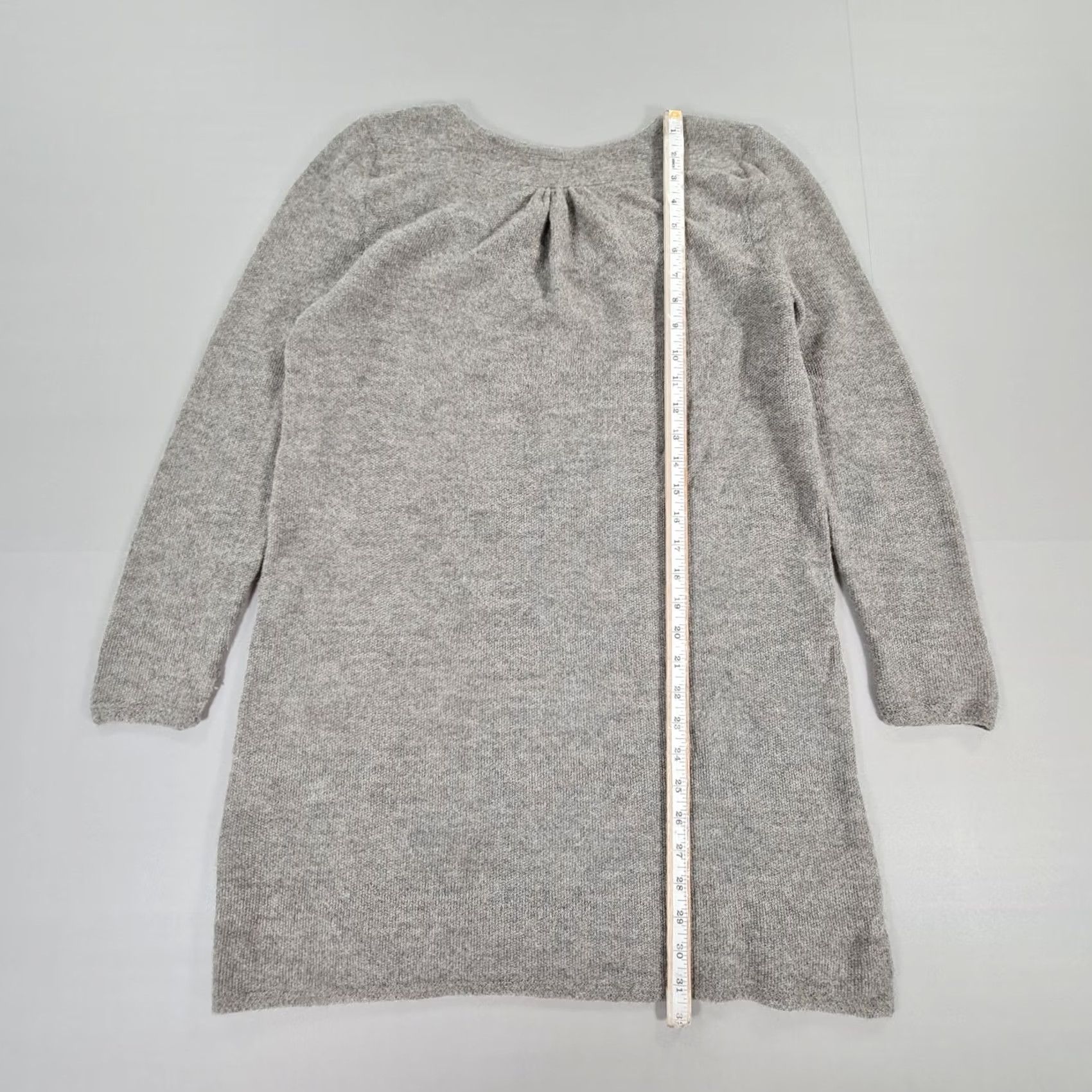 Vintage Aiayu Womens Dress Grey Small 100% Cashlama Short Knit Jumper Dress V-Neck Long Sleeve Pullover Casual Regular Womens Size 28" / US 6 / IT 42 - 6 Thumbnail