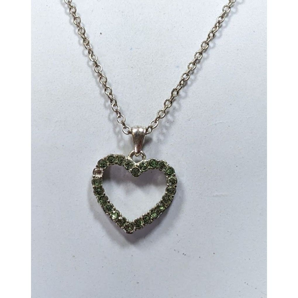 Other Coquette Green Rhinestone Open Heart Pendant Necklace Size ONE SIZE - 4 Thumbnail