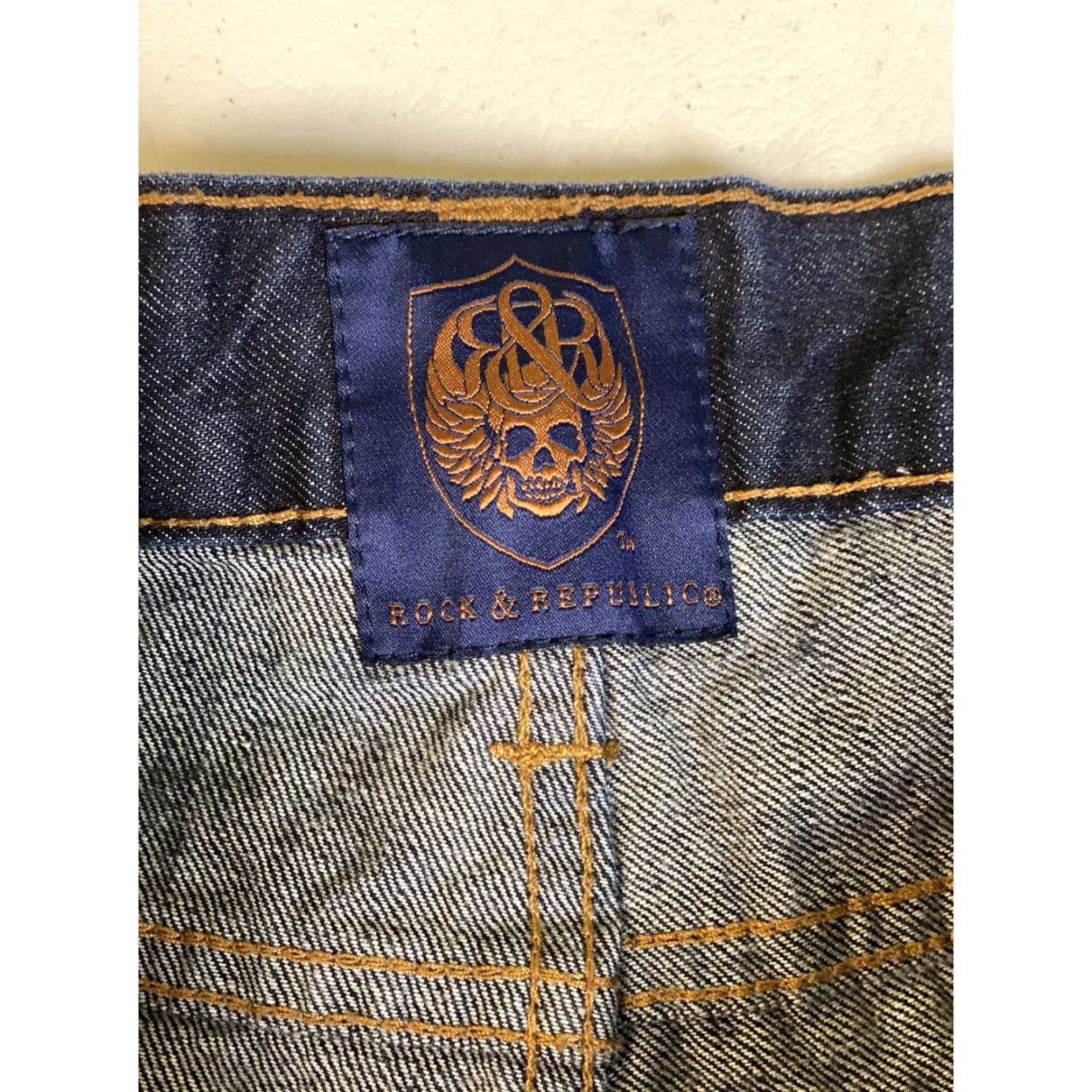 Vintage Rock & Republic Men Jeans Rigid Dark Wash 34 x 32 Blue Denim Cotton Inseam 32 Rise Mid Regular Size 34 Mens Size US 34 / EU 50 - 3 Thumbnail