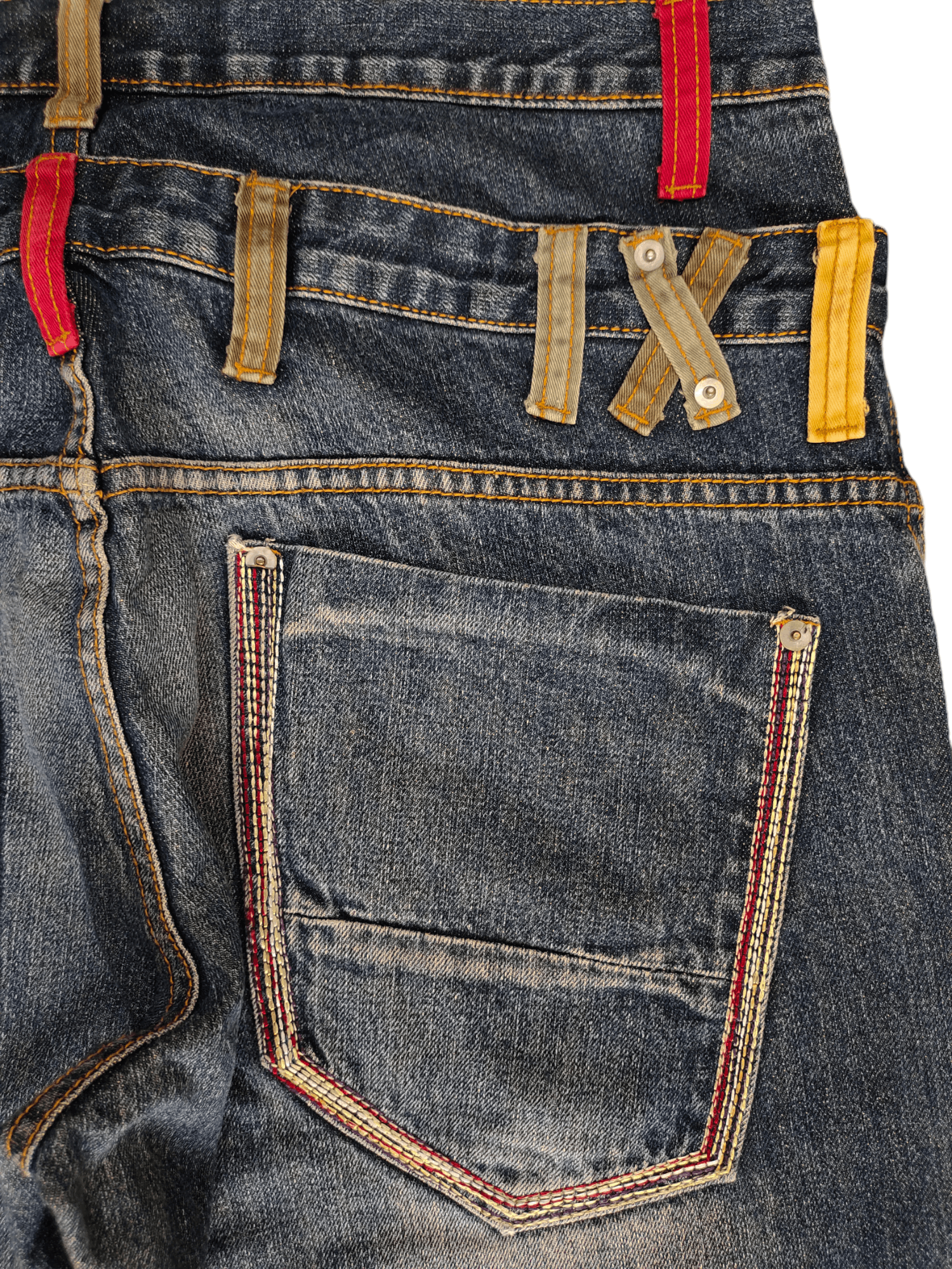 Comme des Garcons × Undercover Amore Puro Double Waist Clawmark Faded Jeans Undercover Ppfm Size US 35 - 15 Thumbnail