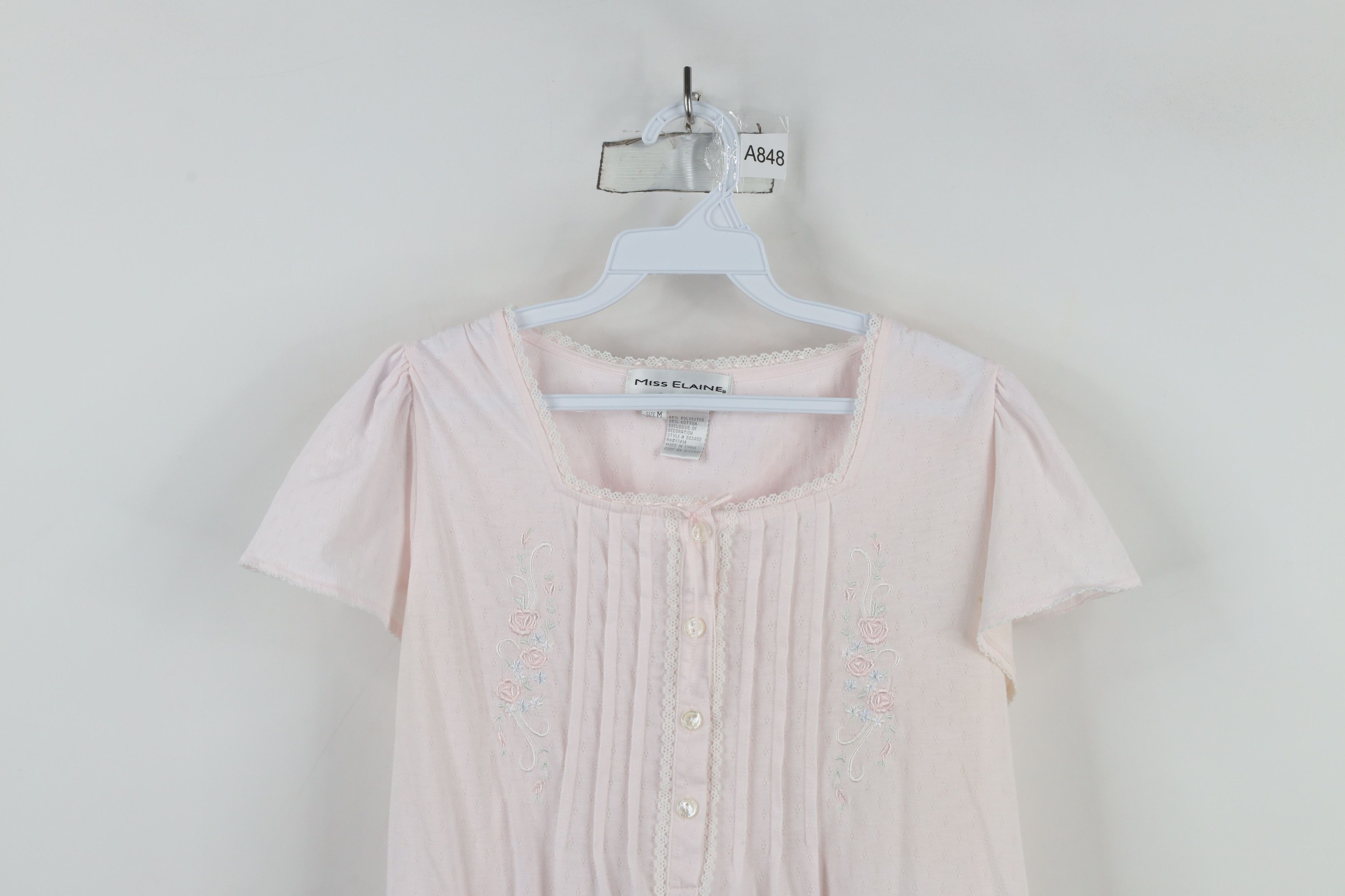 Vintage Vintage 90s Miss Elaine Lace Knit Ruffled Night Gown Sleep Size M / US 6-8 / IT 42-44 - 2 Thumbnail