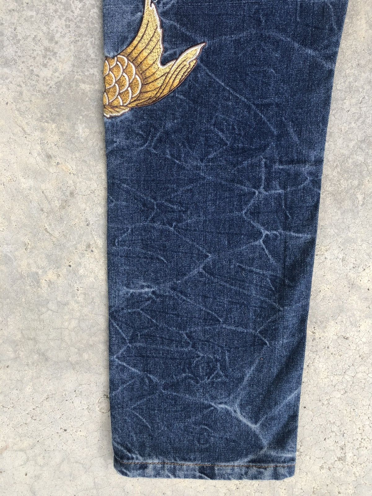 Japanese Brand Fugutaiten Embroidered Jeans Distressed Jeans Size US 33 - 11 Thumbnail