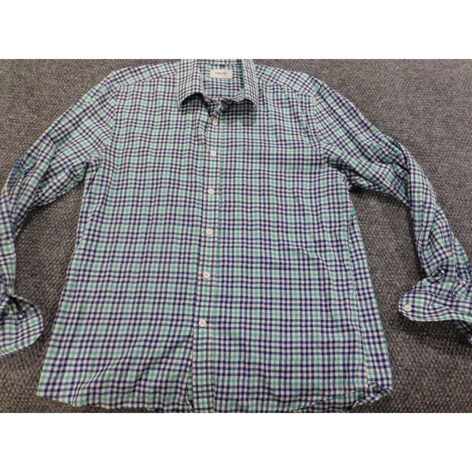 Vintage Hyden Yoo Mens Shirt L Blue Plaid Button-Down Collar Long Sleeve Button Up - Regular, Red Accent Logo Western All Seasons Size US L / EU 52-54 / 3 - 2 Thumbnail