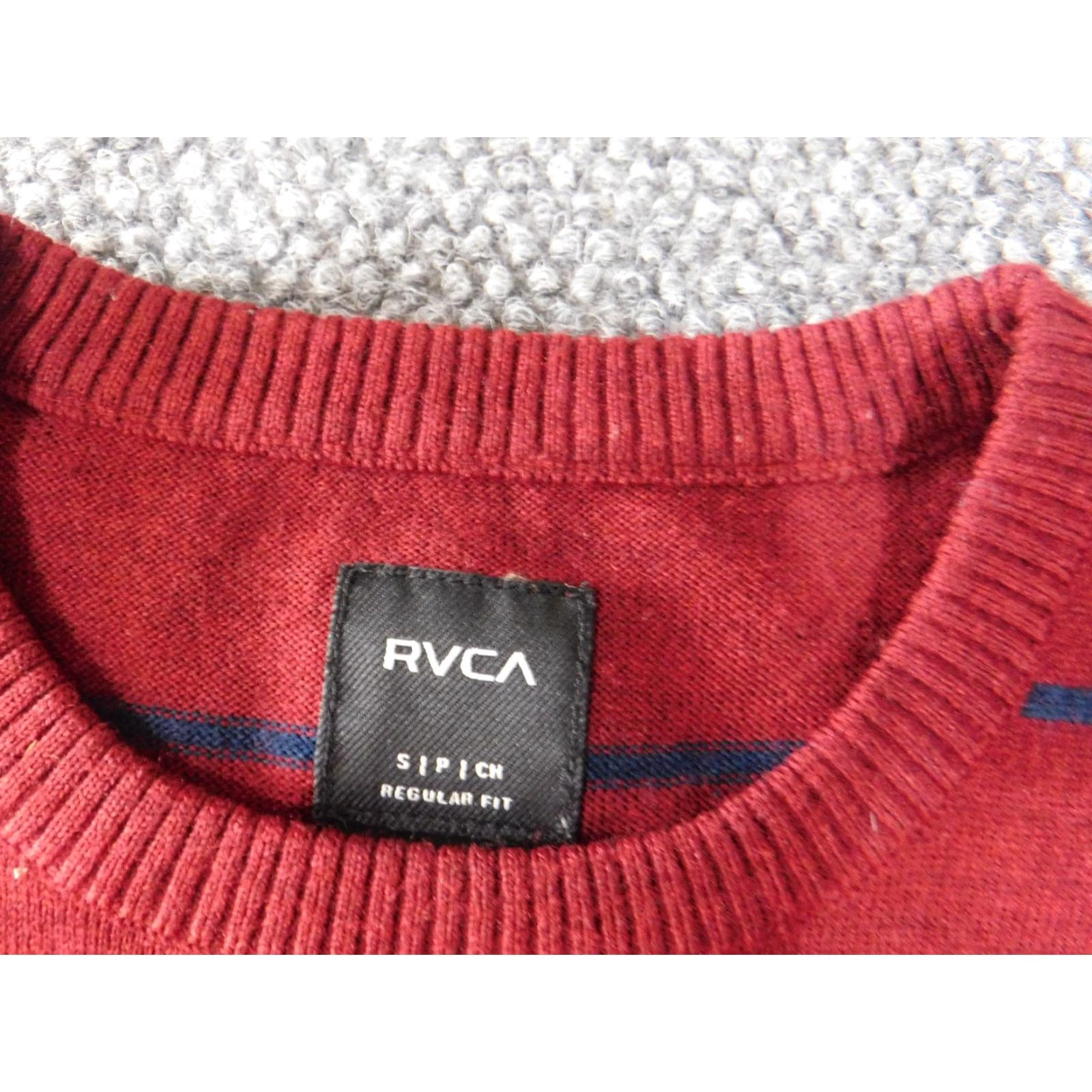 RVCA RVCA Mens Sweater Long Sleeve Crew Neck Red Knit Pullover Striped Cotton Logo Open-Knit Basic Regular Size S Mens Size US S / EU 44-46 / 1 - 5 Thumbnail