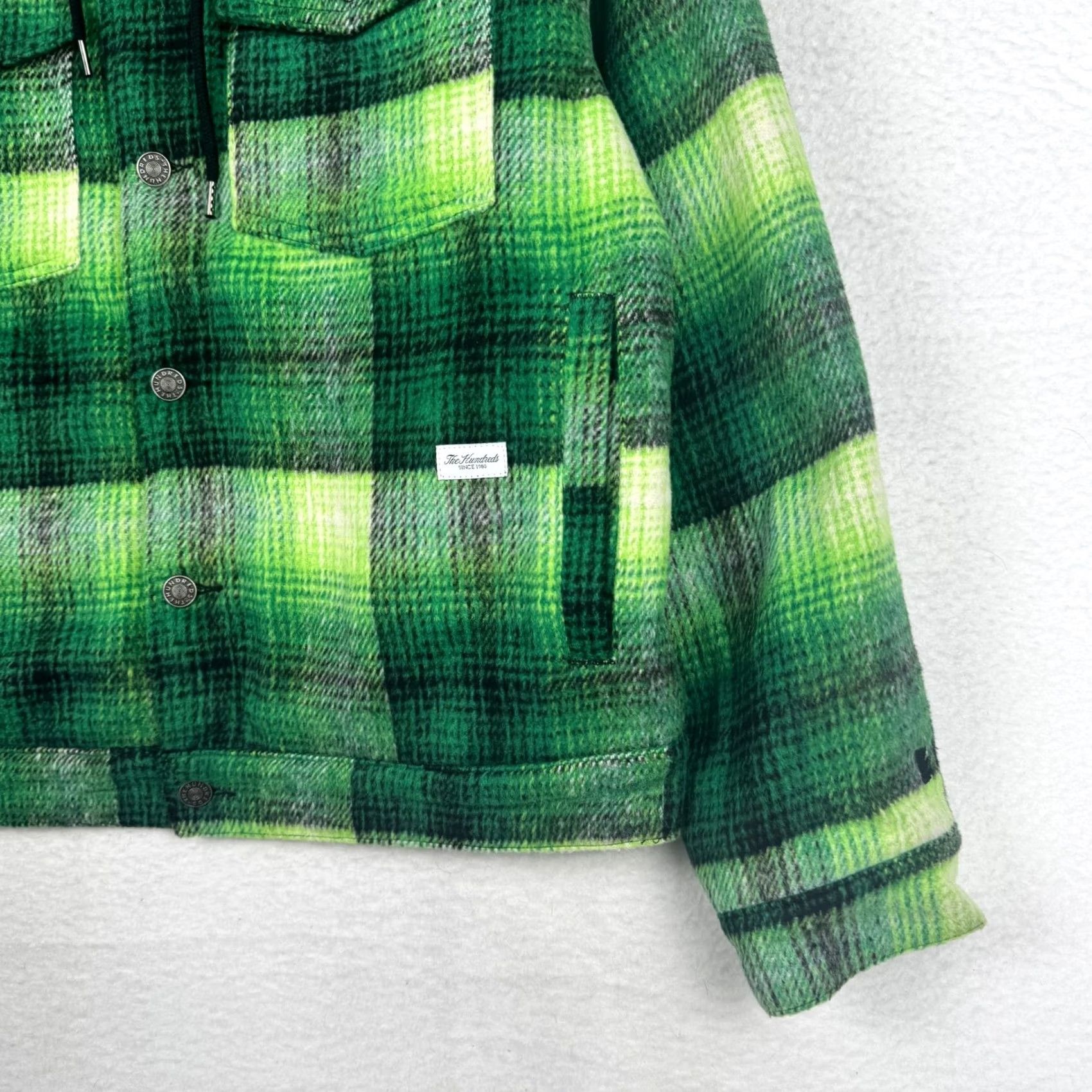 The Hundreds The Hundreds Hoodie Jacket Green Plaid Layered Coat Overcoat Hooded Men M Regular Spring Fall Winter Climate Streetwear Size US M / EU 48-50 / 2 - 3 Thumbnail