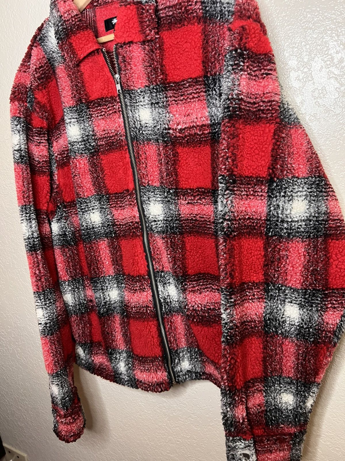 Stussy Stussy Shadow Plaid Sherpa Zip Shirt ‘Red’ Size XL Size US XL / EU 56 / 4 - 3 Thumbnail