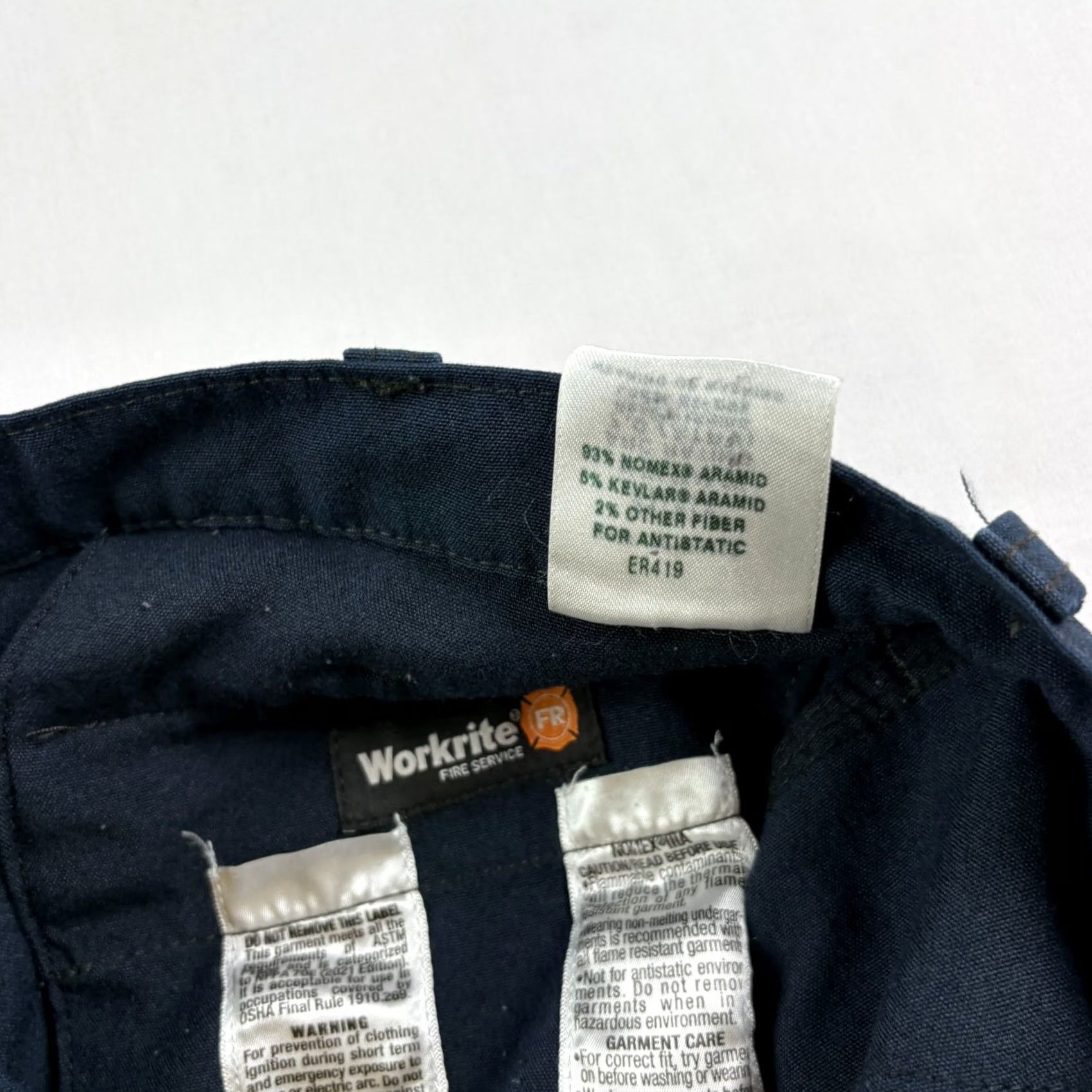Vintage Workrite FR Pants Mens 34x28 Blue Flame Resistant Fire Workwear Aramid Pants Mens Blue 34x28 Size US 34 / EU 50 - 5 Thumbnail