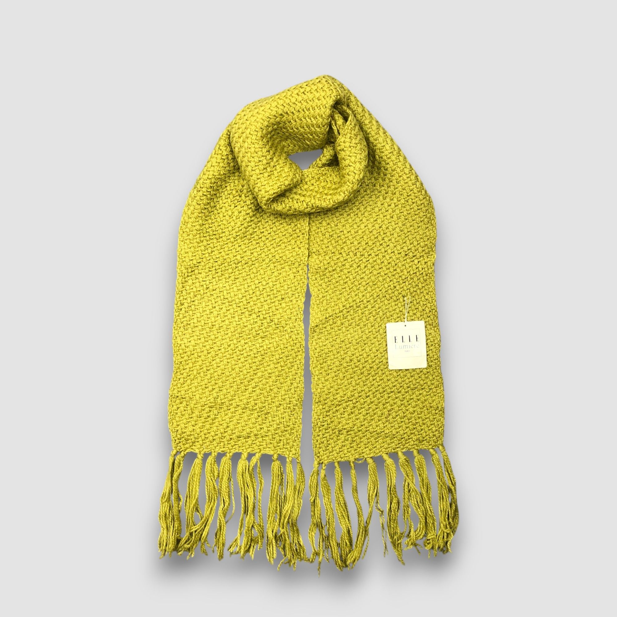 Japanese Brand NWT Vintage Elle Scarf Muffler Wool Ribbed Knit Scarves Size ONE SIZE - 1 Thumbnail