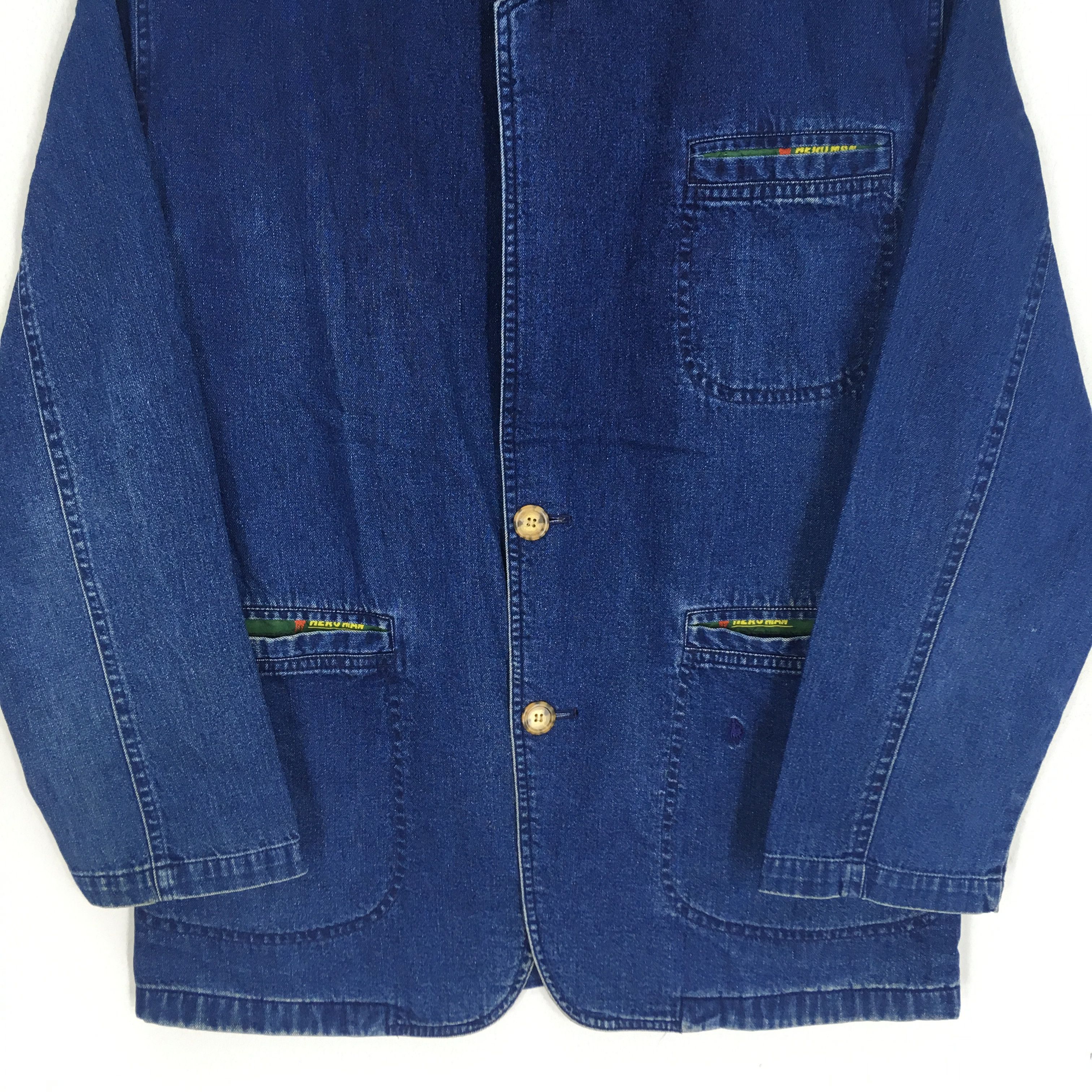 Japanese Brand Vintage 90's Hero Man Denim Worker Jacket Indigo Blue Size US M / EU 48-50 / 2 - 4 Thumbnail