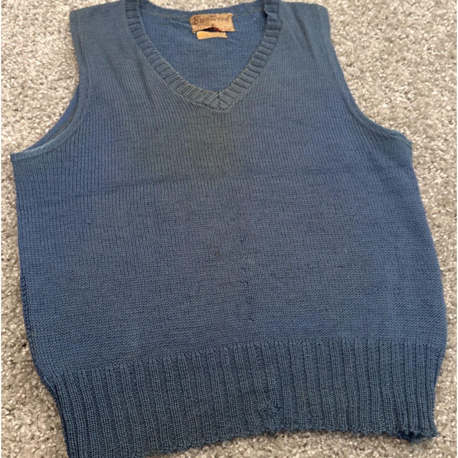 Vintage VINTAGE Brentwood Sweater Vest Shirt Unisex Adults Small Blue Acrylic V-Neck Sleeveless 90s Classic Outdoor Prepper/Preppy Winter Fall Spring Size US S / EU 44-46 / 1 - 5 Thumbnail