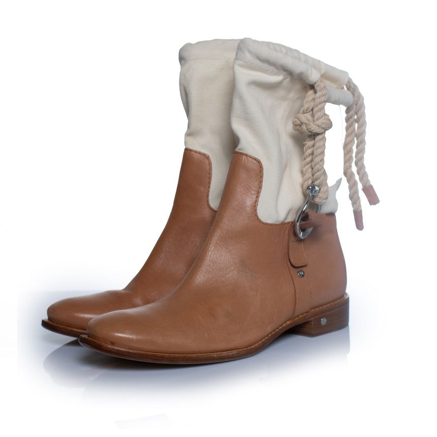 Celine Celine, Leather and canvas cowboy boots Size US 8.5 / IT 38.5 - 1 Thumbnail