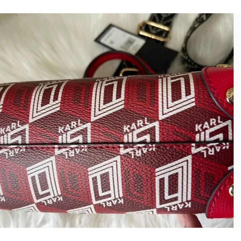 Karl Lagerfeld KARL LAGERGELD VALETTE MONOGRAM RED CROSSBODY BAG W/PINS Size ONE SIZE - 4 Thumbnail