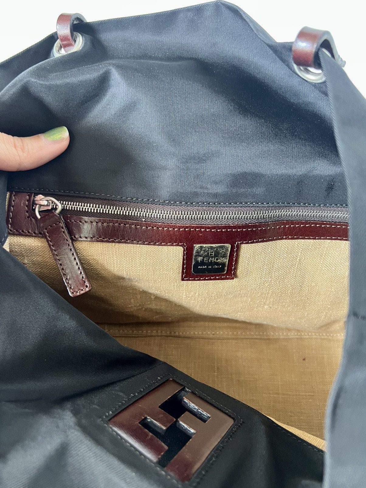 Fendi Fendi Nylon FF Logo Tote – Black Size ONE SIZE - 16 Thumbnail