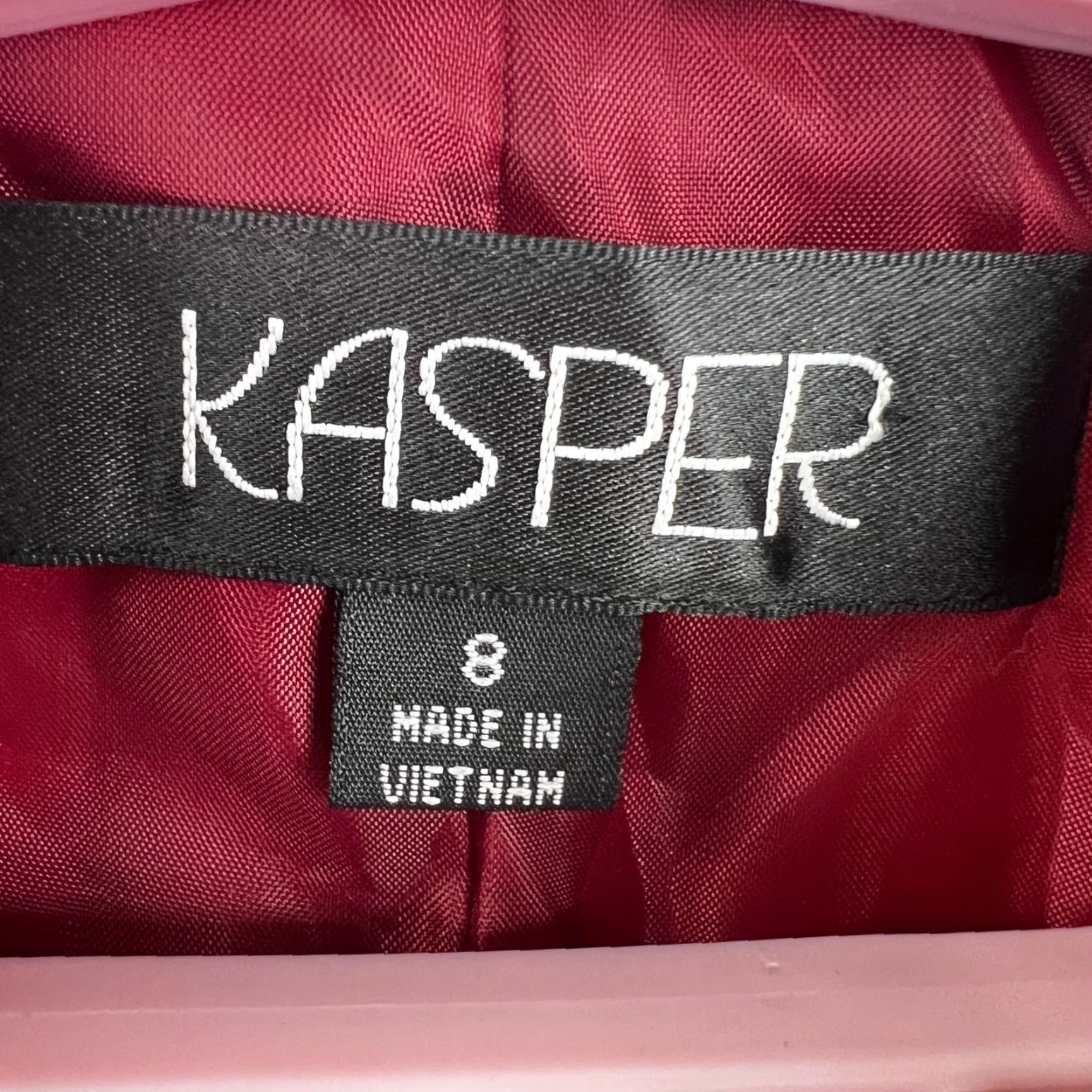 Kasper Kasper Blazer Jacket Womens size 8 Floral Open Blazer Maroon Poly Red Lined Casual Business Women Size M / US 6-8 / IT 42-44 - 4 Thumbnail