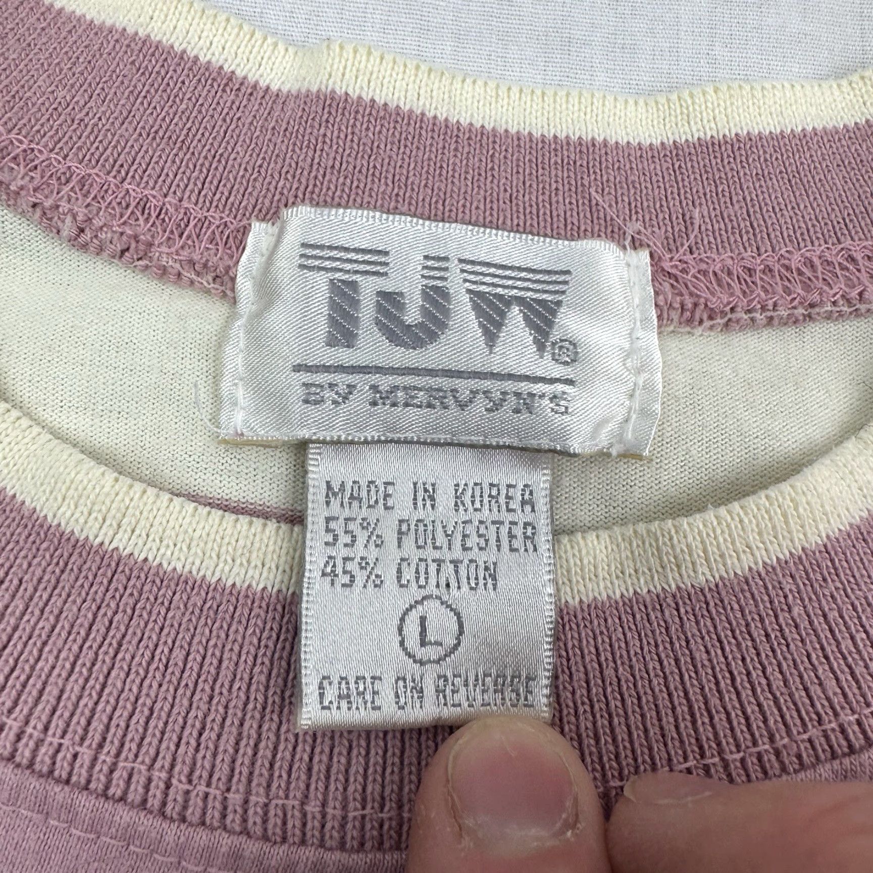 Pinko VINTAGE Mervyns Striped T-Shirt Long Sleeve Womens Large Pink 80s Pocket Casual Size L / US 10 / IT 46 - 3 Thumbnail