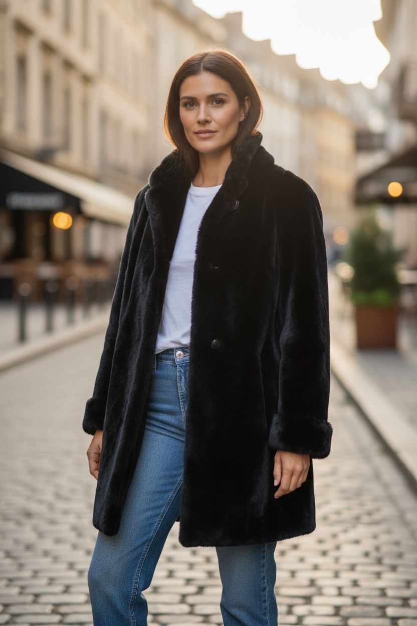 Other Fen-Nelli Elegant black faux fur winter coat women's size 8 Size M / US 6-8 / IT 42-44 - 1 Thumbnail