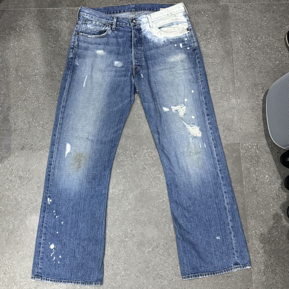 Ruehl No. 925 Ruehl 925 Distressed Boot Cut Paint Splatter Denim Jeans Size US 35 - 12 Thumbnail