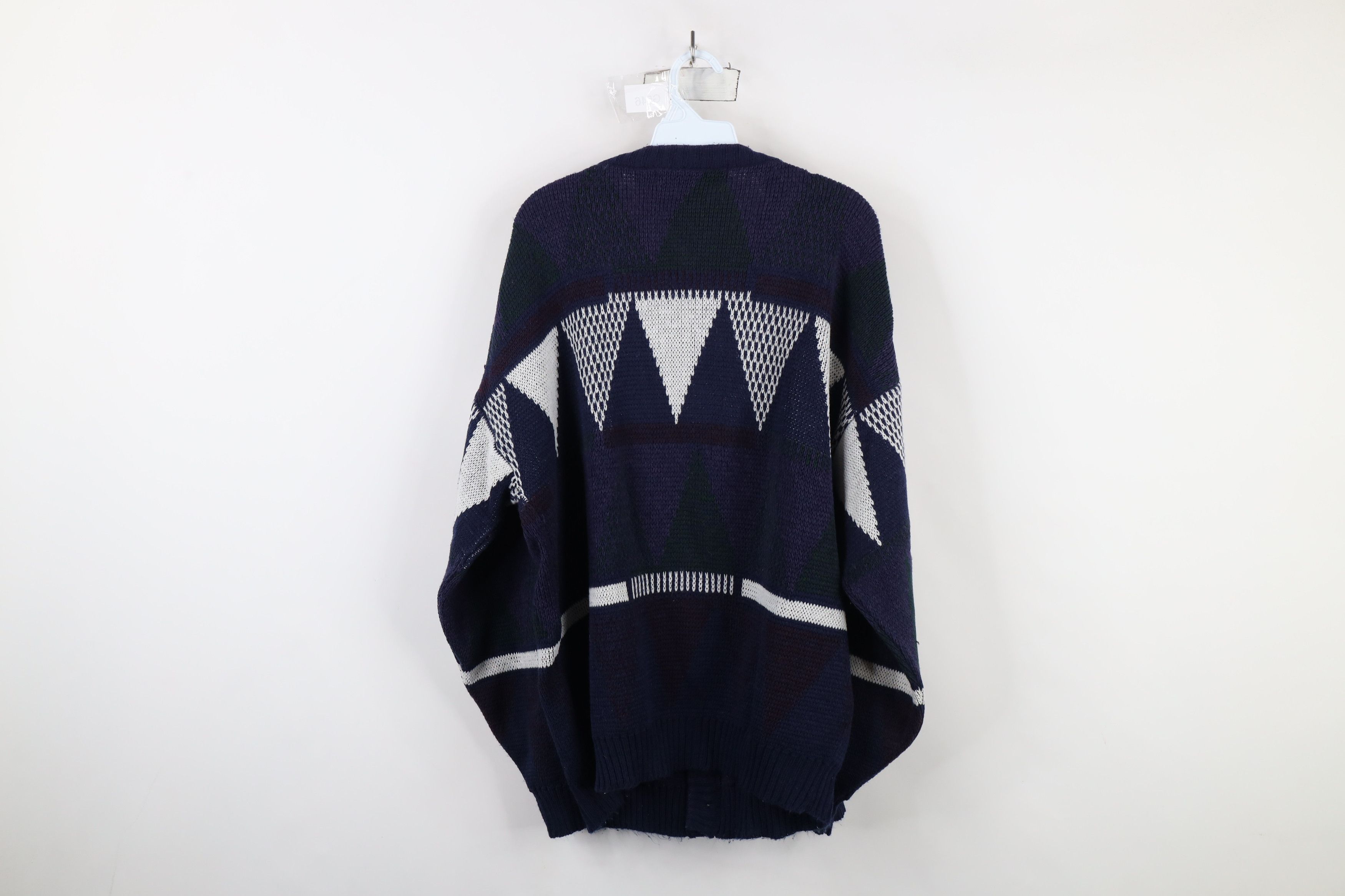 Vintage Vintage 90s Coogi Style Geometric Knit Cardigan Sweater Size US XL / EU 56 / 4 - 8 Thumbnail